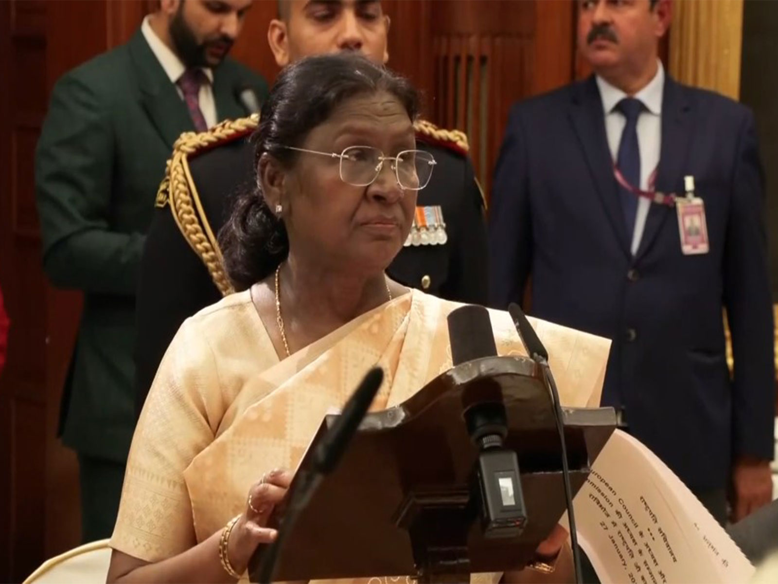 President Droupadi Murmu at the banquet in Rashtrapati Bhavan (Photo/ANI)