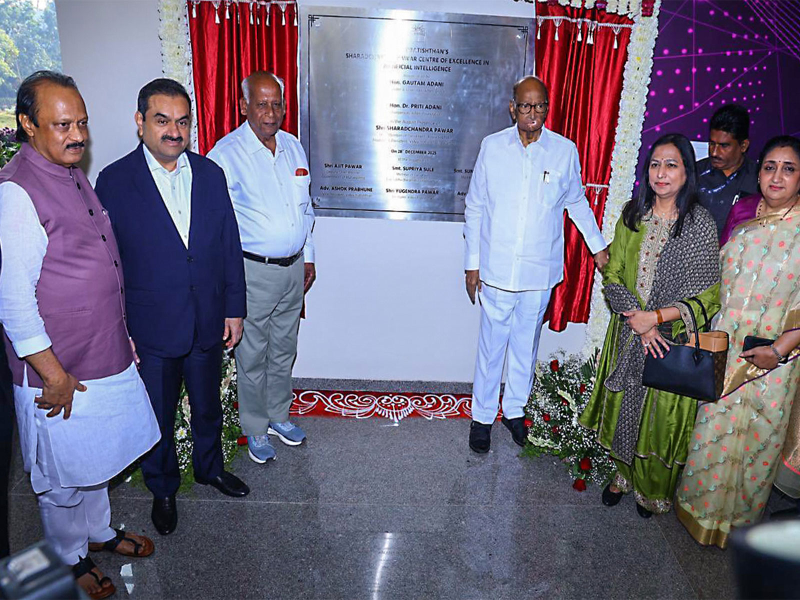 Maharashtra Deputy CM Ajit Pawar with Adani Group Chairman Gautam Adani and NCP (SCP) chief Sharad Pawar (Photo/ANI)