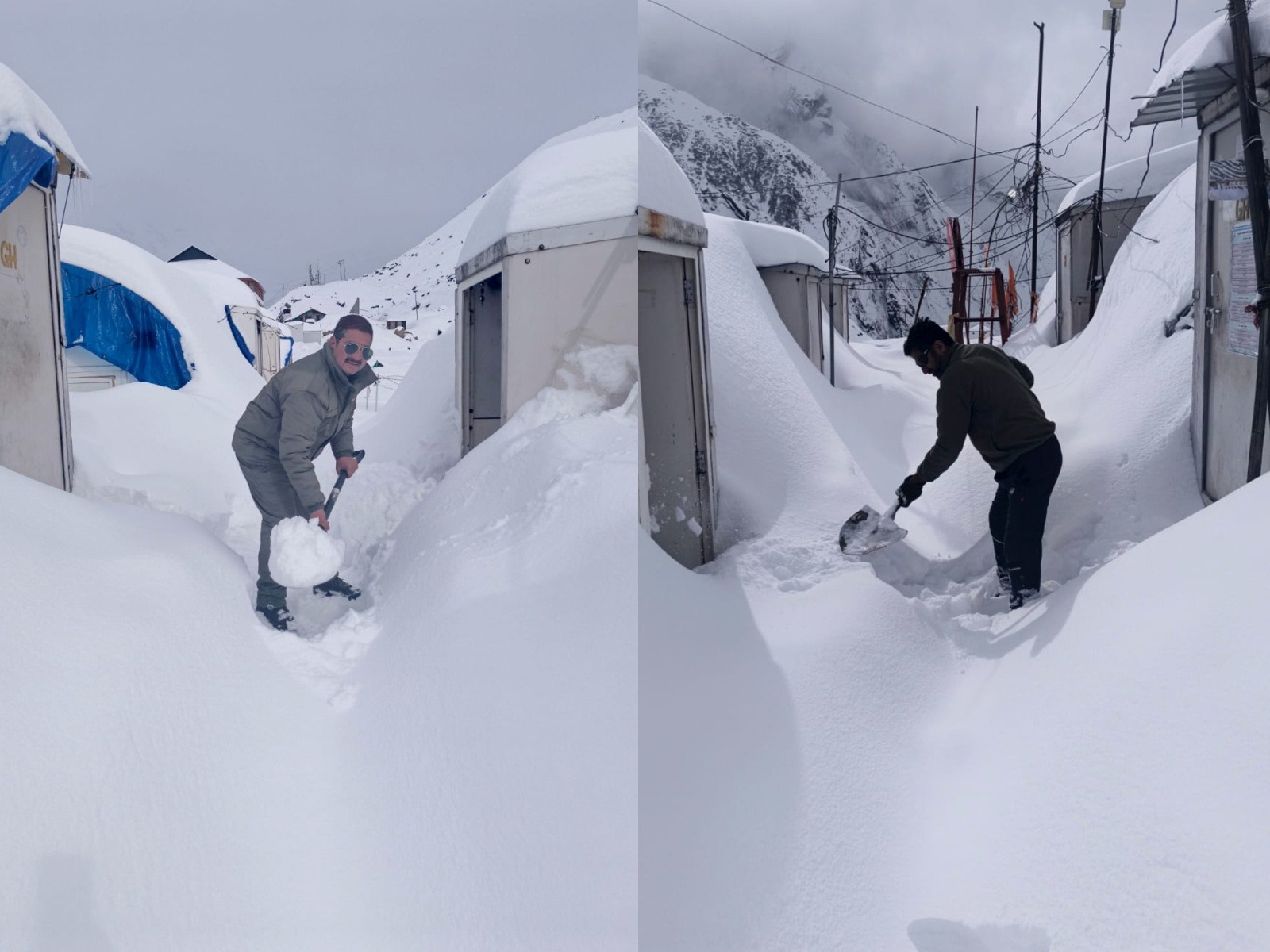Police and ITBP Personnel clear the roads in Kedarnath. (Photo/ANI)