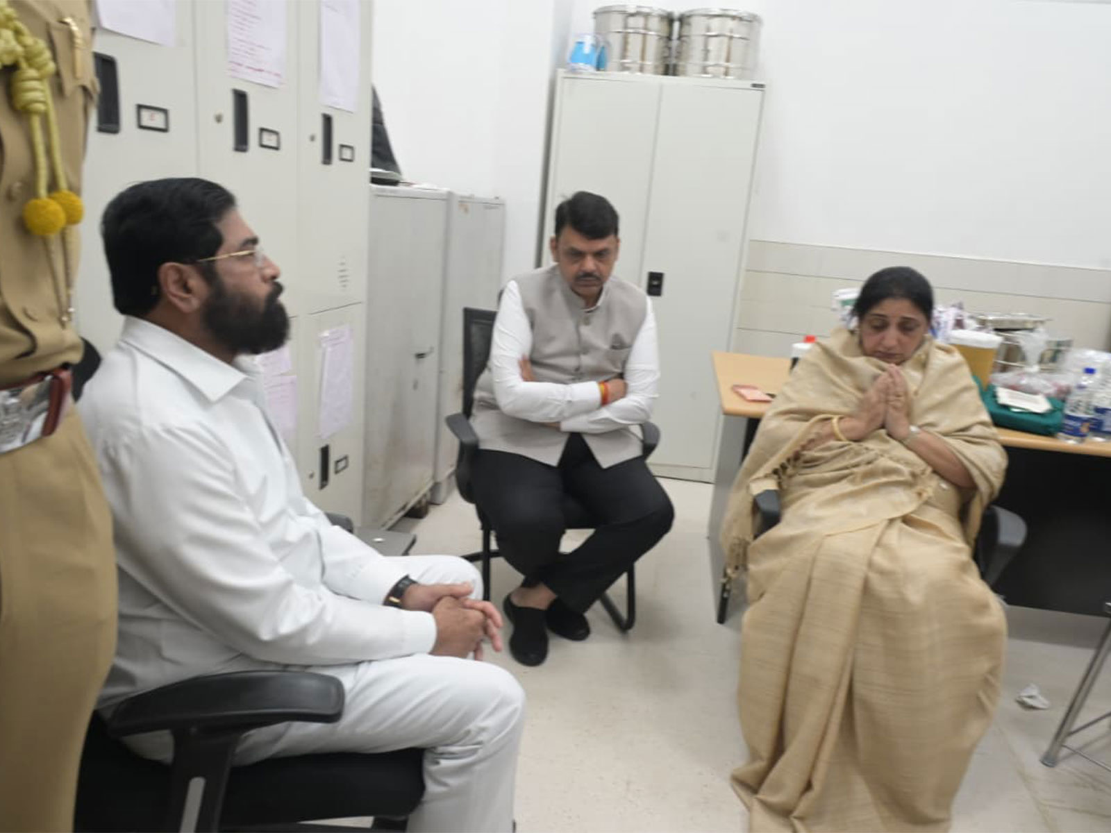 Maharashtra CM Devendra Fadanvis and Deputy CM Shinde with Pawar family in Baramati (Photo/ANI)