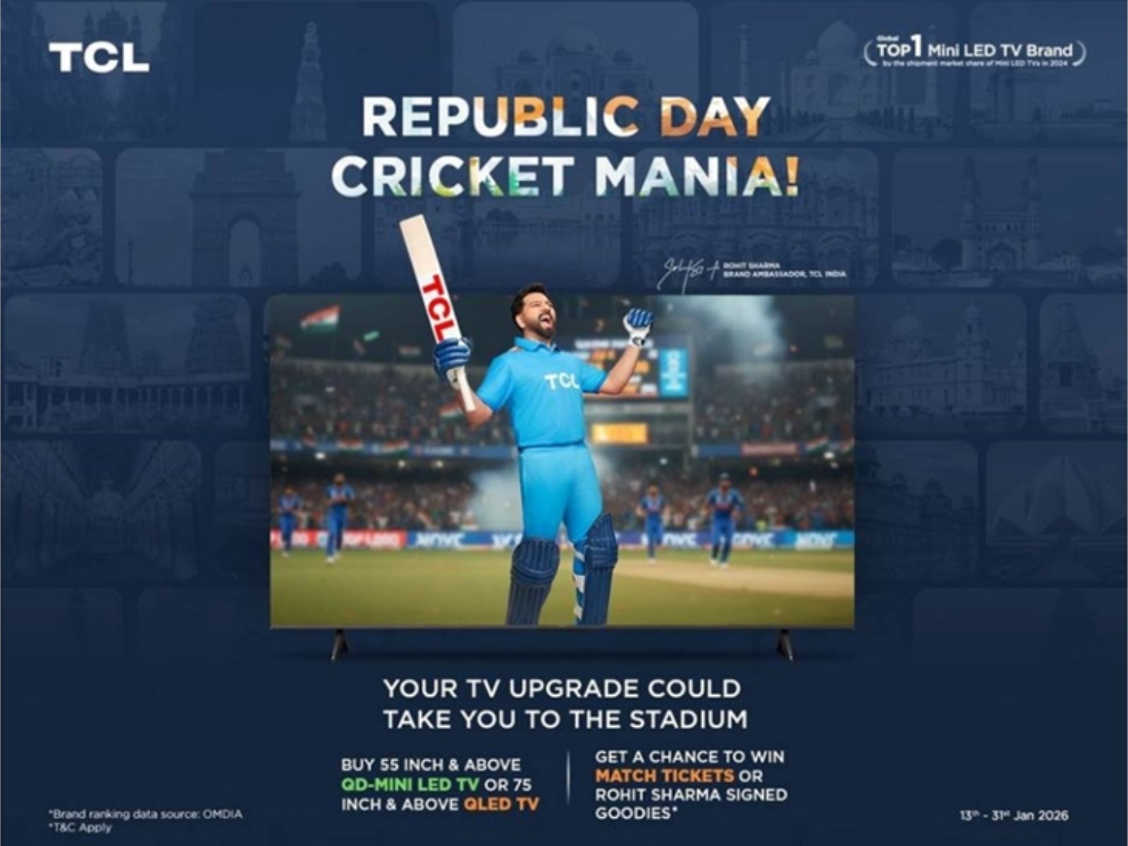 TCL India “Republic Day Cricket Mania” Campaign, Offering Fans a Chance to Win Live Match Tickets
