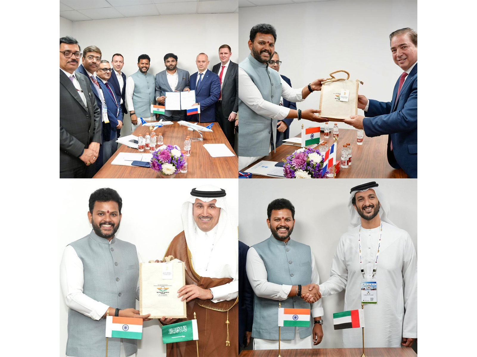 Union Civil Aviation Minister Ram Mohan Naidu during bilateral meetings with ministerial delegations on the sidelines of Wings India 2026. (Photo: X/@RamMNK)