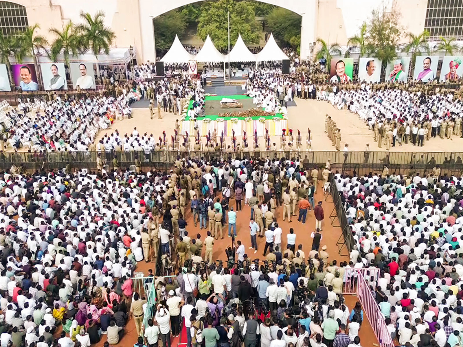 A view of Vidya Pratishthan ground, where the last rites of Maharashtra Deputy CM Ajit Pawar being performed. (Photo/ANI)