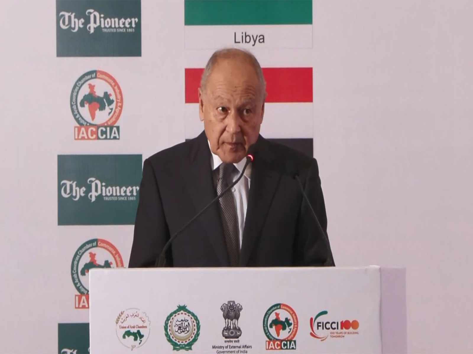 Arab League Secretary General Ahmed Aboul Gheit during an interaction at the Indian Council of World Affairs in New Delhi. (Photo/ANI) Arab League Secretary General Ahmed Aboul Gheit during an interaction at the Indian Council of World Affairs in New Delhi. (Photo/ANI)