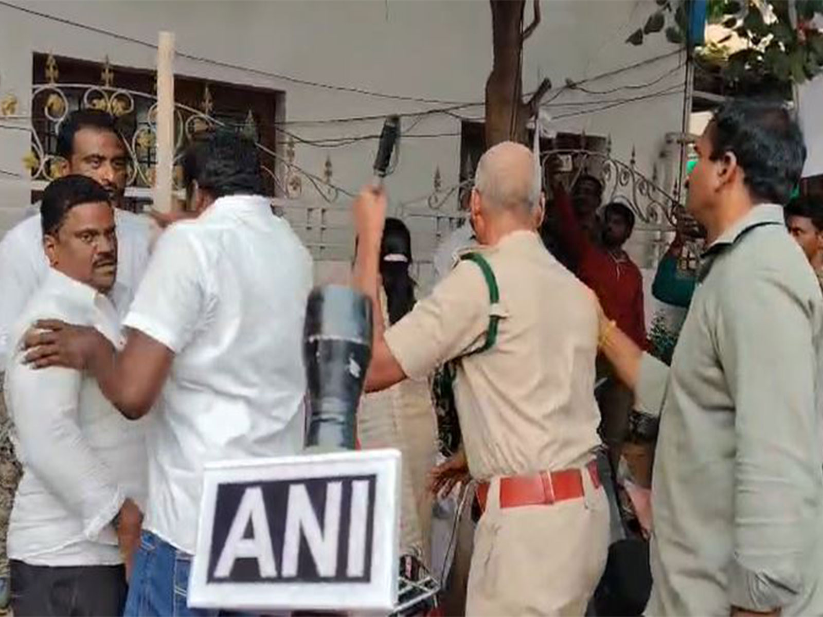 Visuals of the TDP protest in guntur district (Photo/ANI)