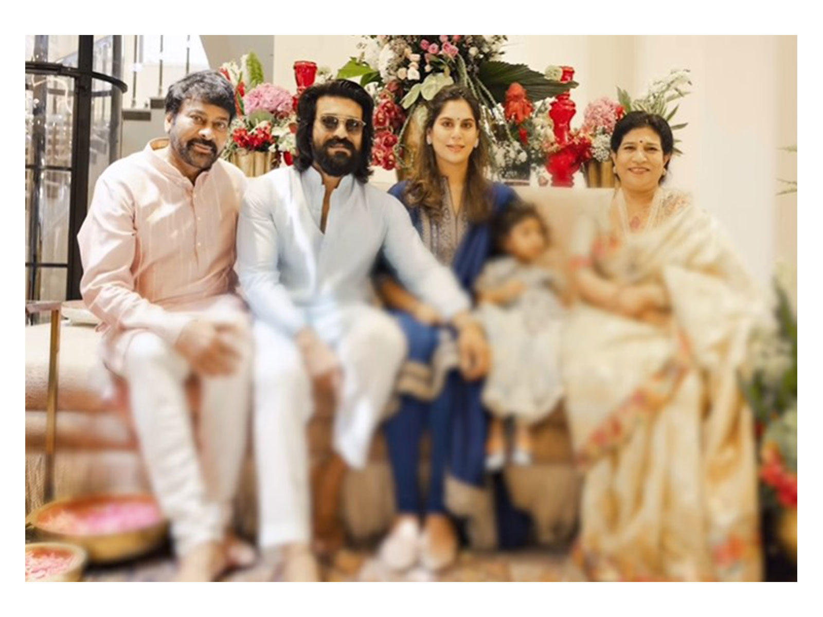 Ram Charan with wife Upasana kamineni and Chiranjeevi (Photo/instagram/@upasanakaminenikonidela) Ram Charan with wife Upasana kamineni and Chiranjeevi (Photo/instagram/@upasanakaminenikonidela)