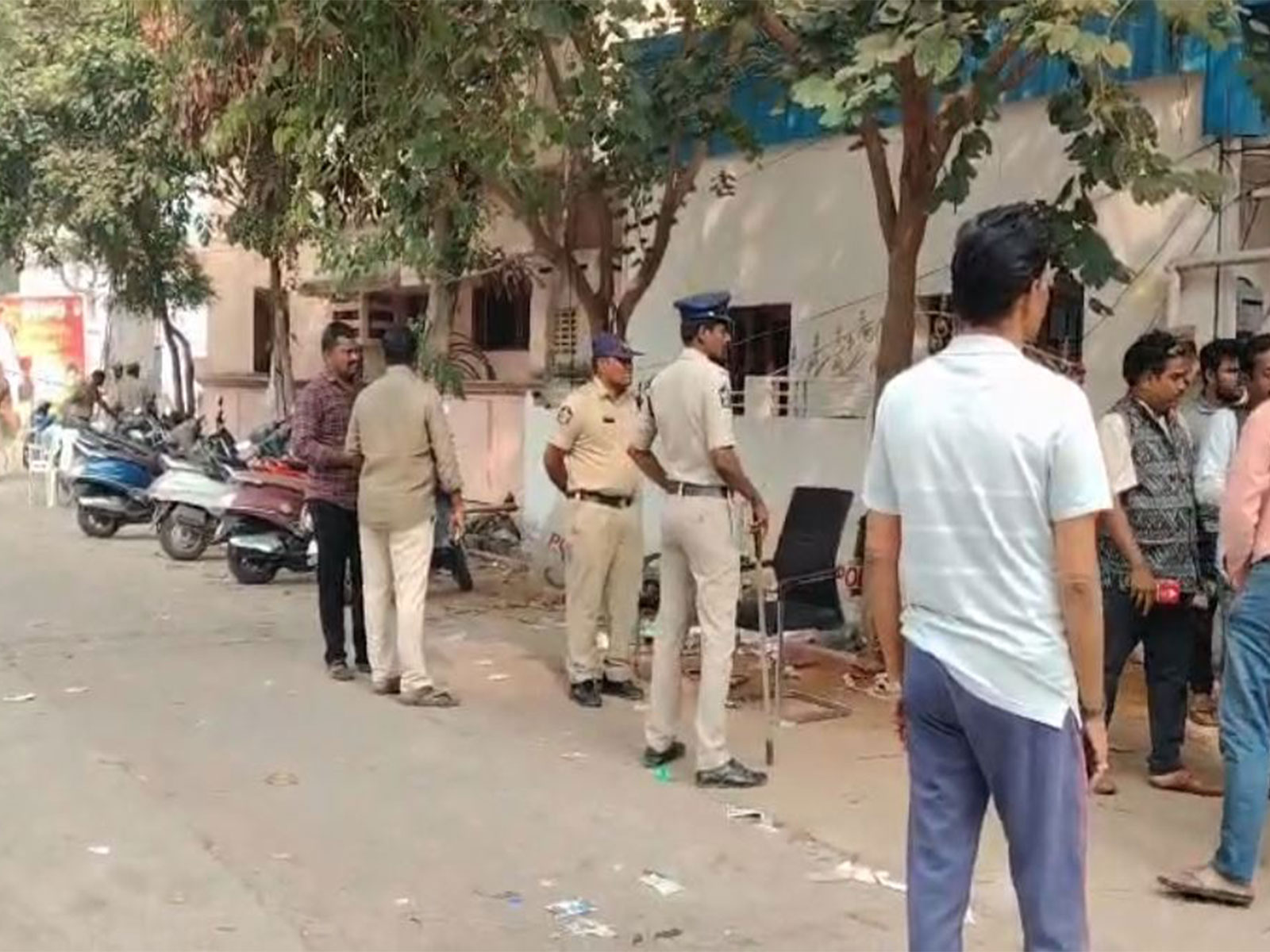 Police tighten security at Ambati Rambabu’s residence (Photo/ANI)