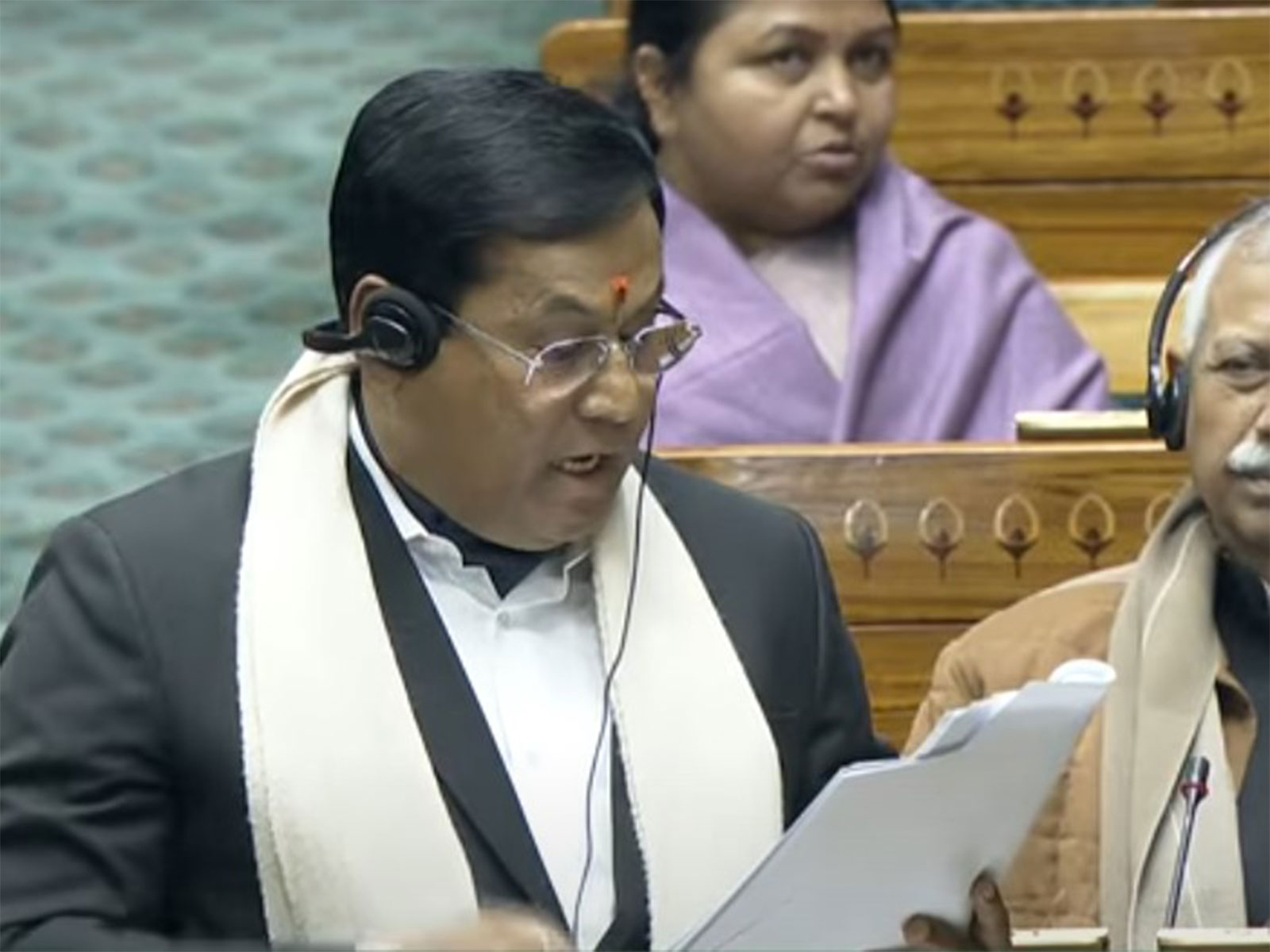 Union Minister Sarbananda Sonowal delivers Motion of Thanks in Lok Sabha (Photo/Sansad TV)