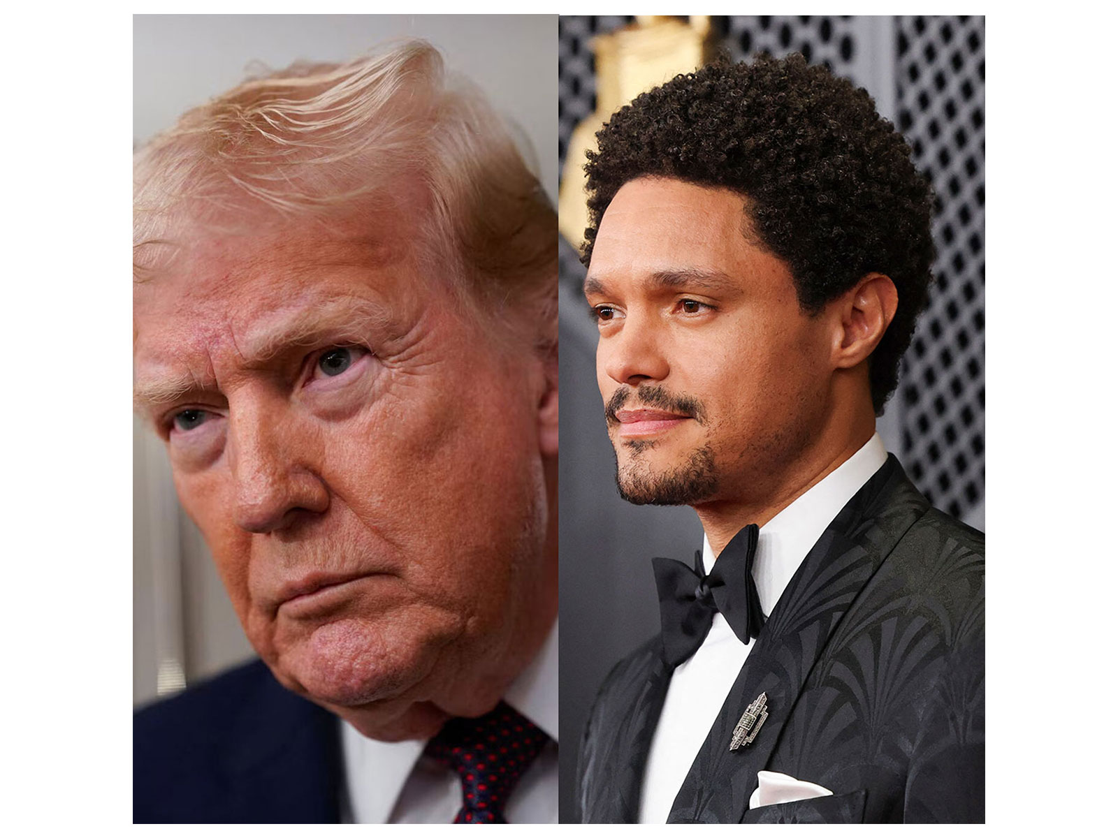 US President Donald Trump (File Photo/Reuters), Trevor Noah (Photo/Reuters)