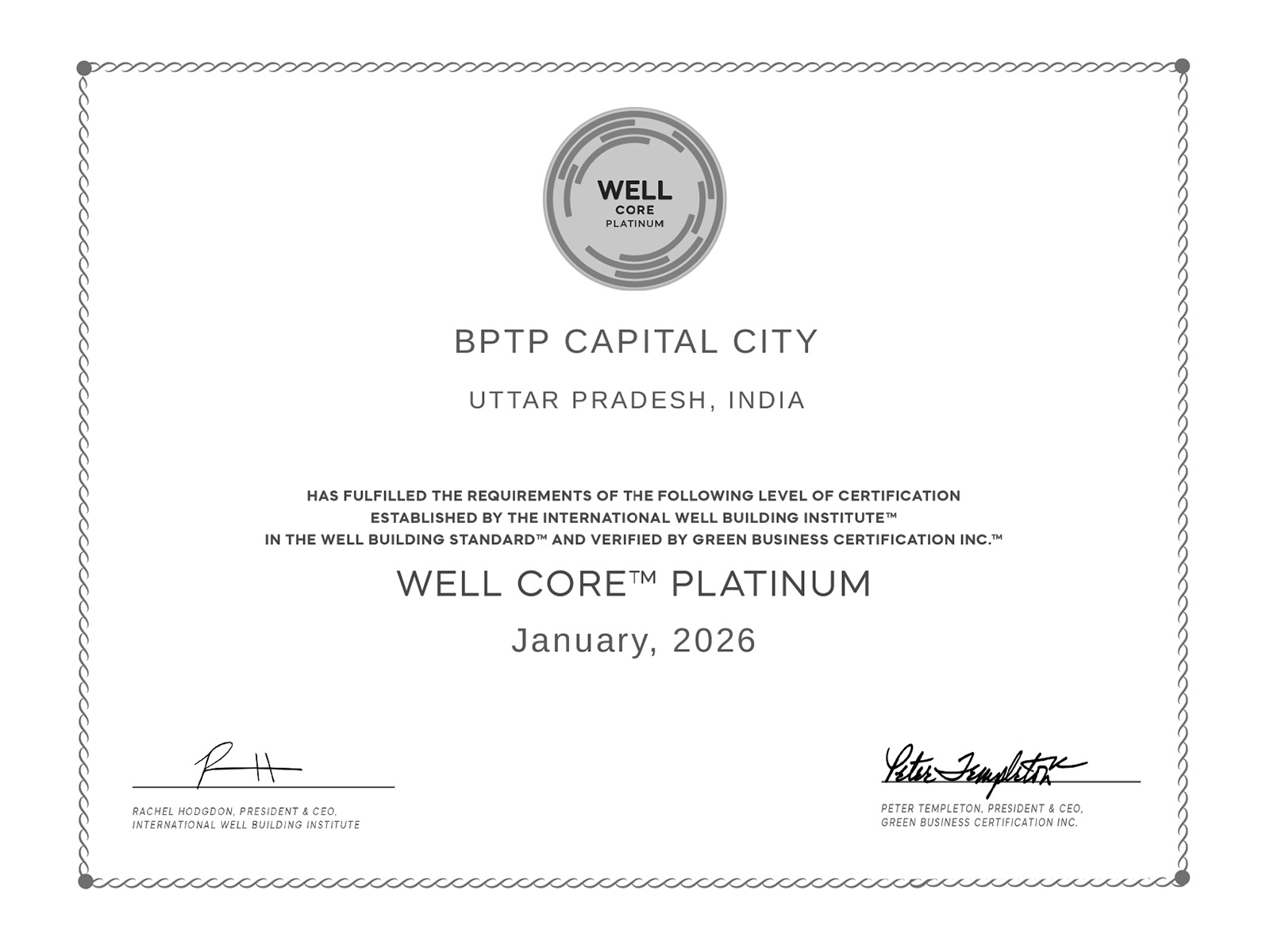 BPTP Capital City Achieves WELL Core Platinum Certification BPTP Capital City Achieves WELL Core Platinum Certification