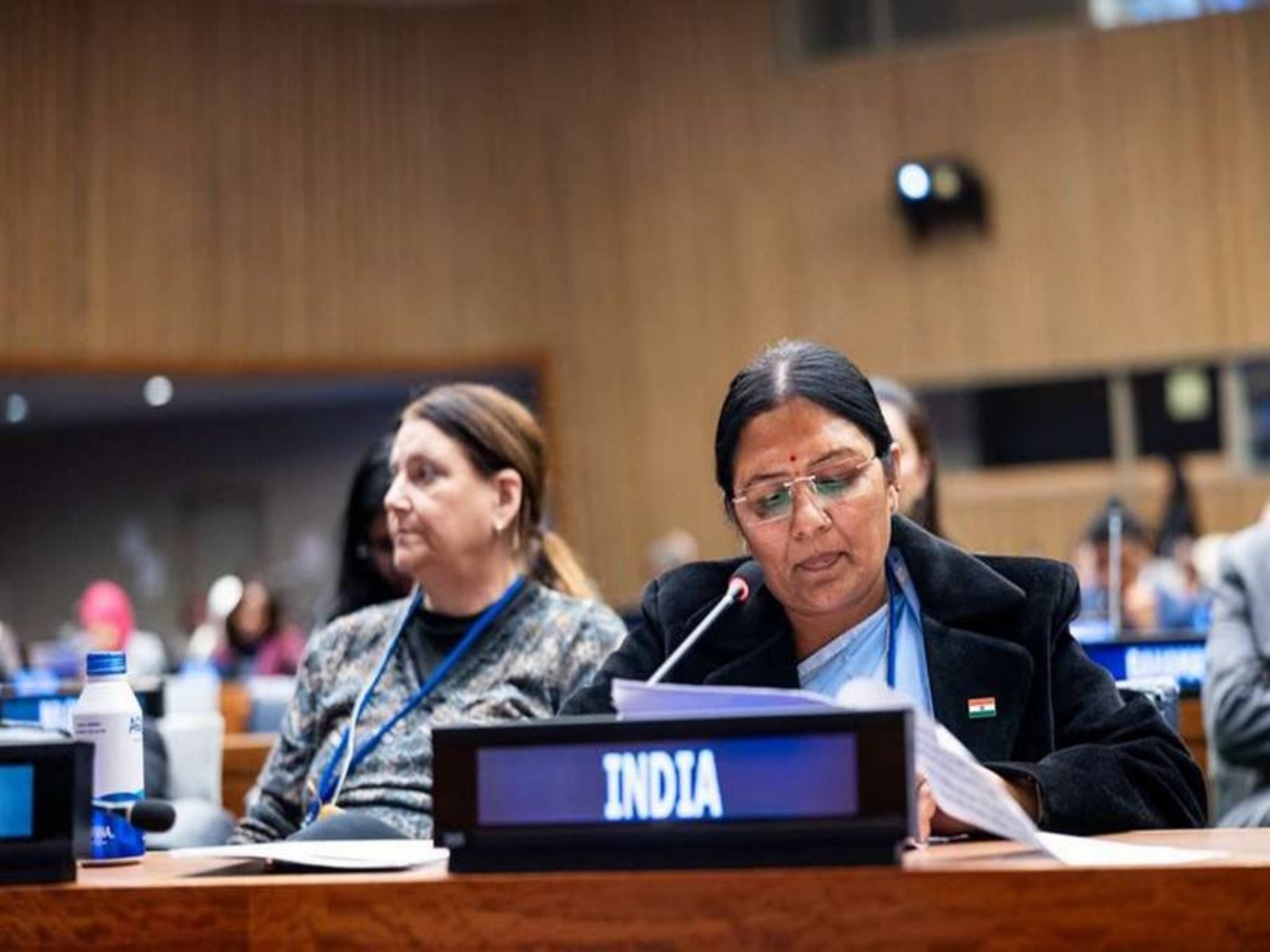 Minister of State for Women and Child Development Savitri Thakur delivers India’s national statement at the 64th Session of the Commission for Social Development (CSocD) in New York. (Photo/PIB)