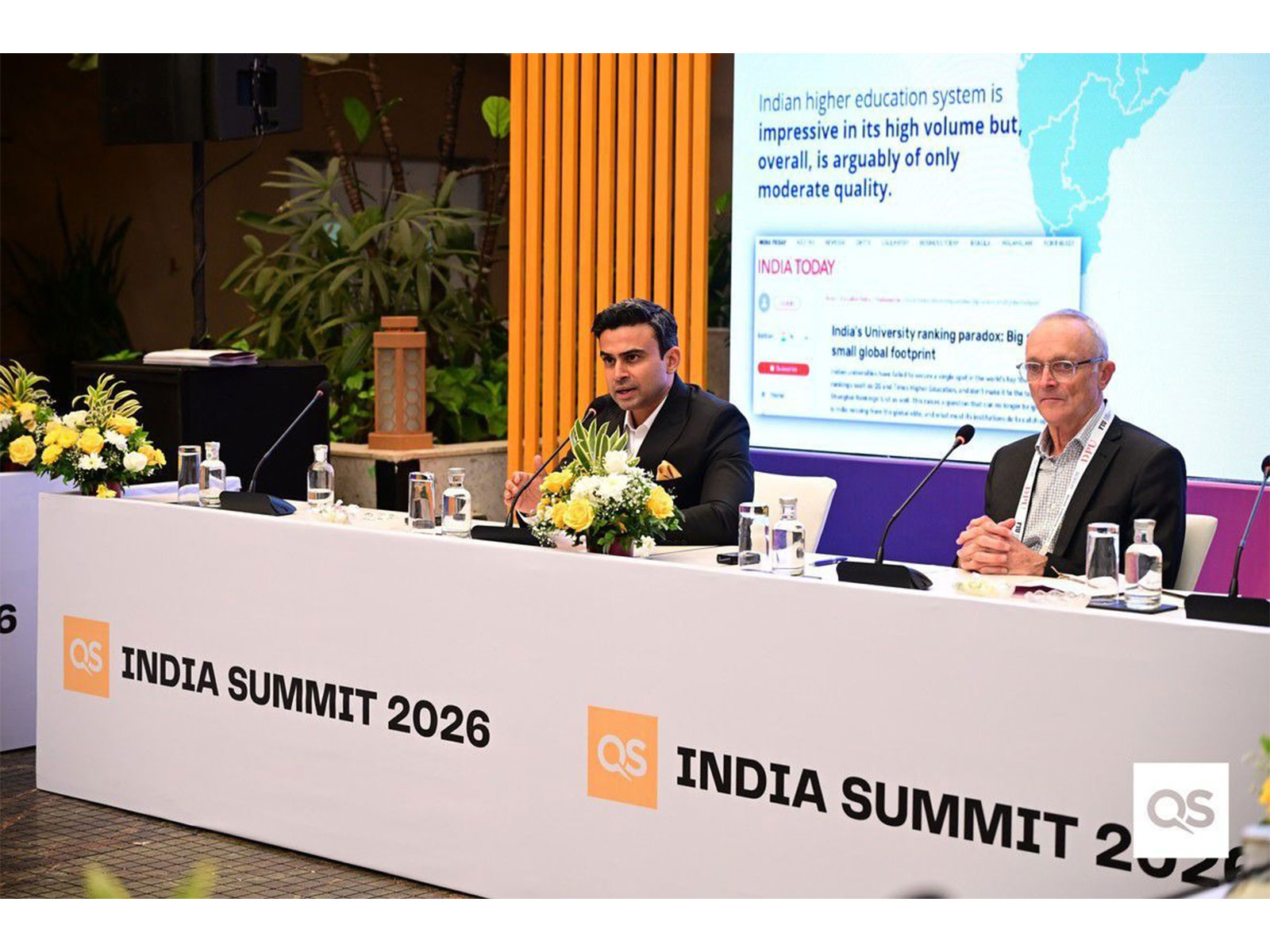 Dr. Dhruv Galgotia chairing the Presidential Roundtable at the QS India Summit 2026