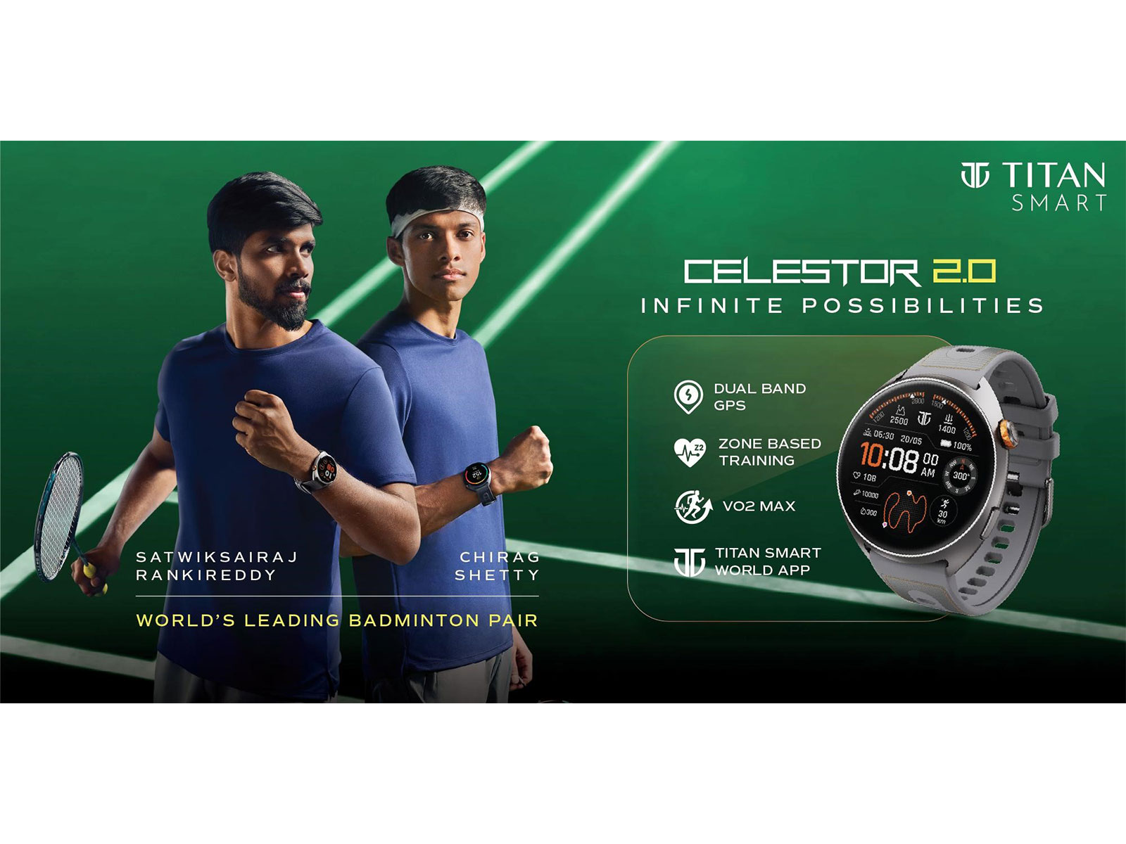 Titan Smart introduces Celestor 2.0, onboards World No.3 Badminton pair, Chirag Shetty and Satwiksairaj Rankireddy as brand ambassadors Titan Smart introduces Celestor 2.0, onboards World No.3 Badminton pair, Chirag Shetty and Satwiksairaj Rankireddy as brand ambassadors