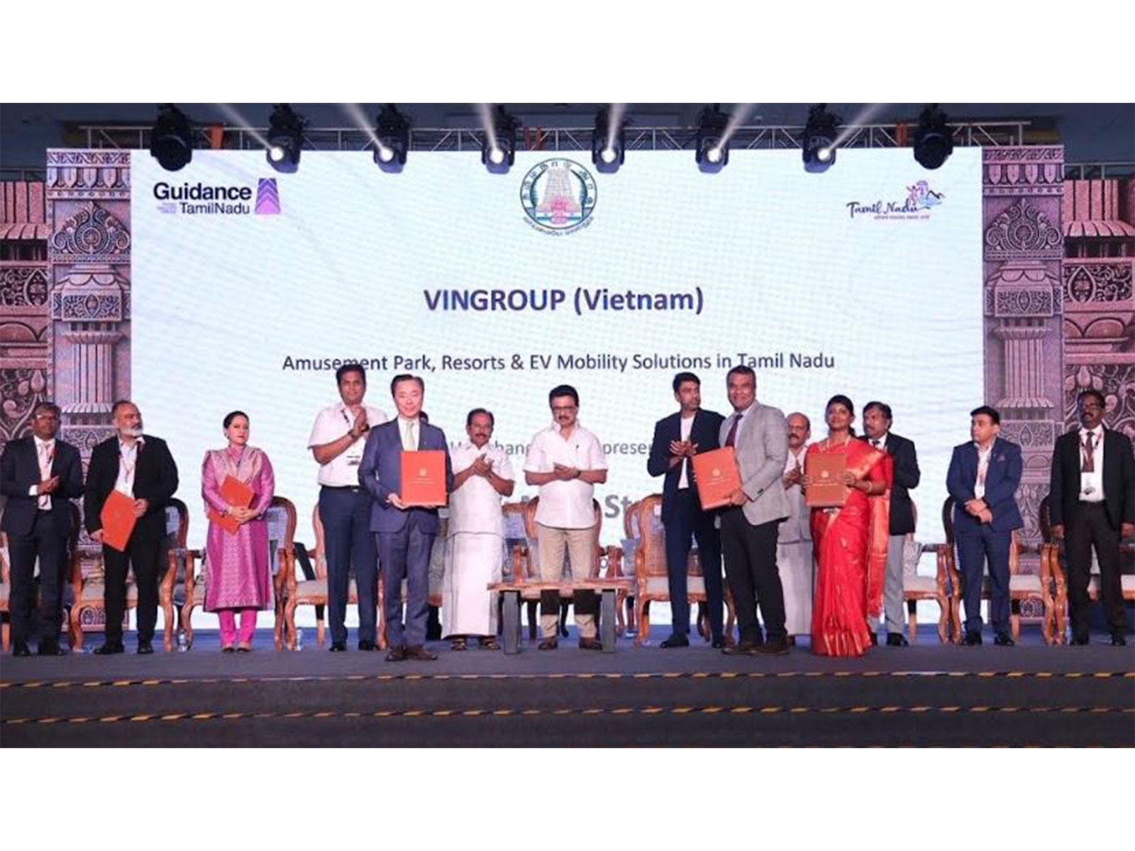 The ceremony was attended by Tamil Nadu Chief Minister Thiru. M.K. Stalin, Mr. Pham Sanh Chau, CEO of Vingroup Asia, along with senior officials from the Government of Tamil Nadu