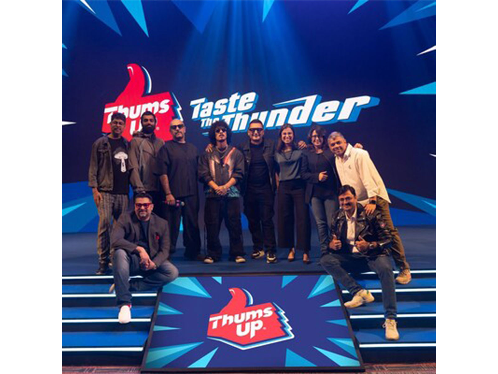 Devraj Sanyal, Varun Grover, Bijoy Shetty, Vishal Dadlani, Hanumankind, Sukesh Nayak, Greishma Singh, Sumeli Chatterjee, Shantanu Gangane, and Ashish Gupta at Thums Up’s new anthem launch.