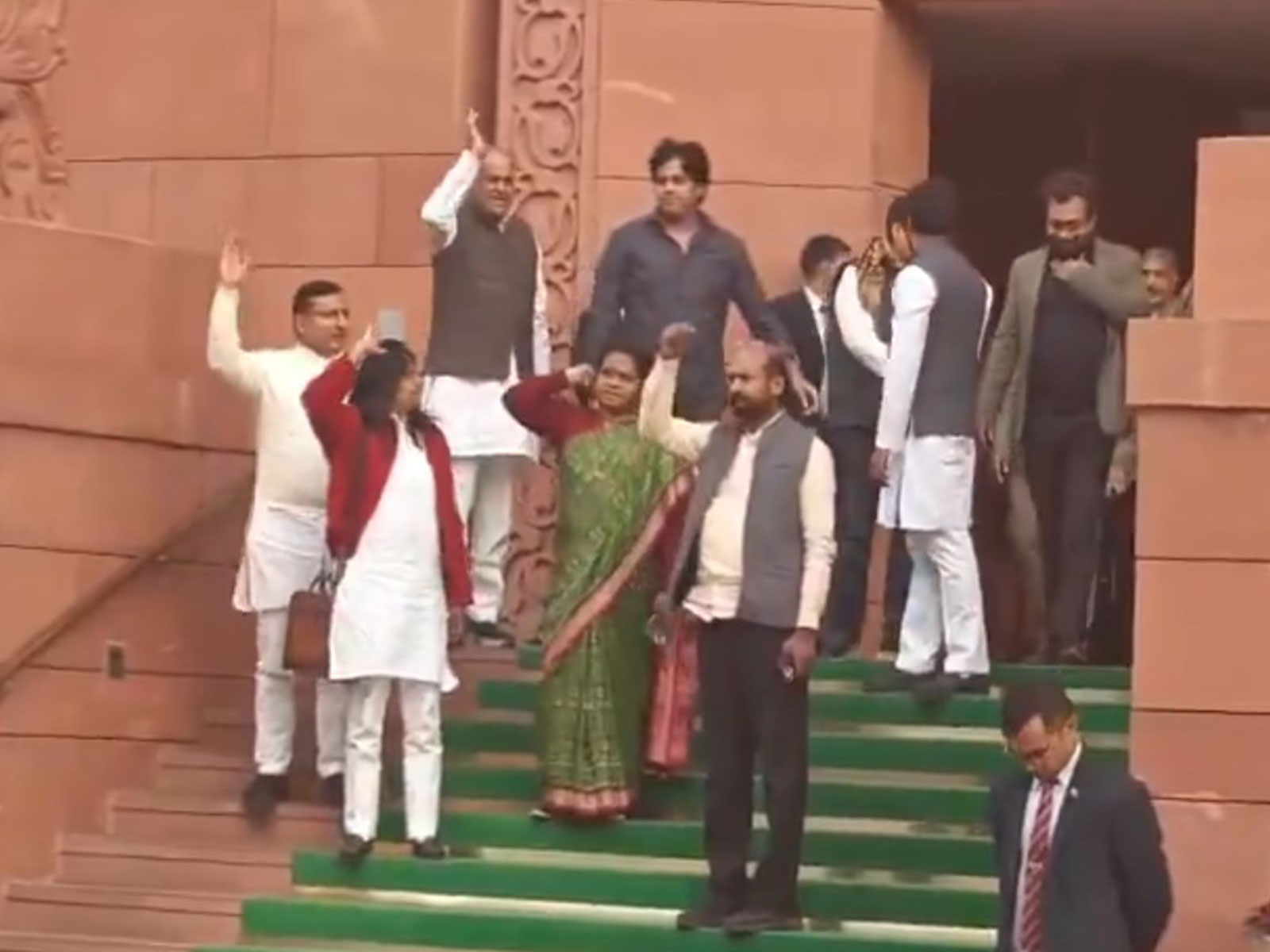 Opposition members stage walkout from Rajya Sabha (Photo/ANI)