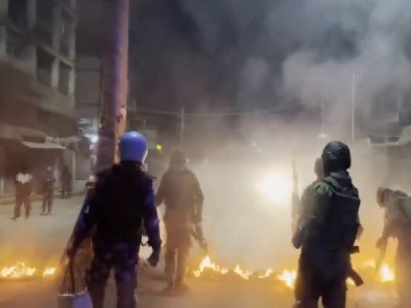 Violence broke out between security forces and the mob in Churachandpur district. (Photo/ANI)