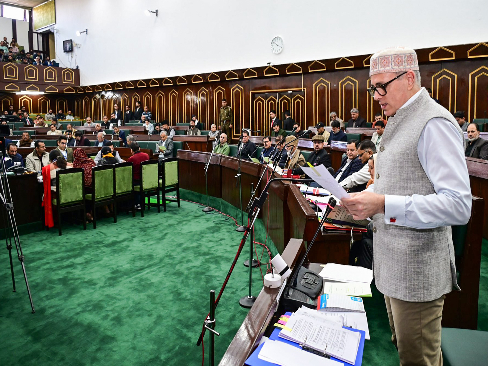 Jammu and Kashmir Chief Minister Omar Abdullah speaks during the ongoing budget session at the Jammu and Kashmir Assembly (Photo/ANI)