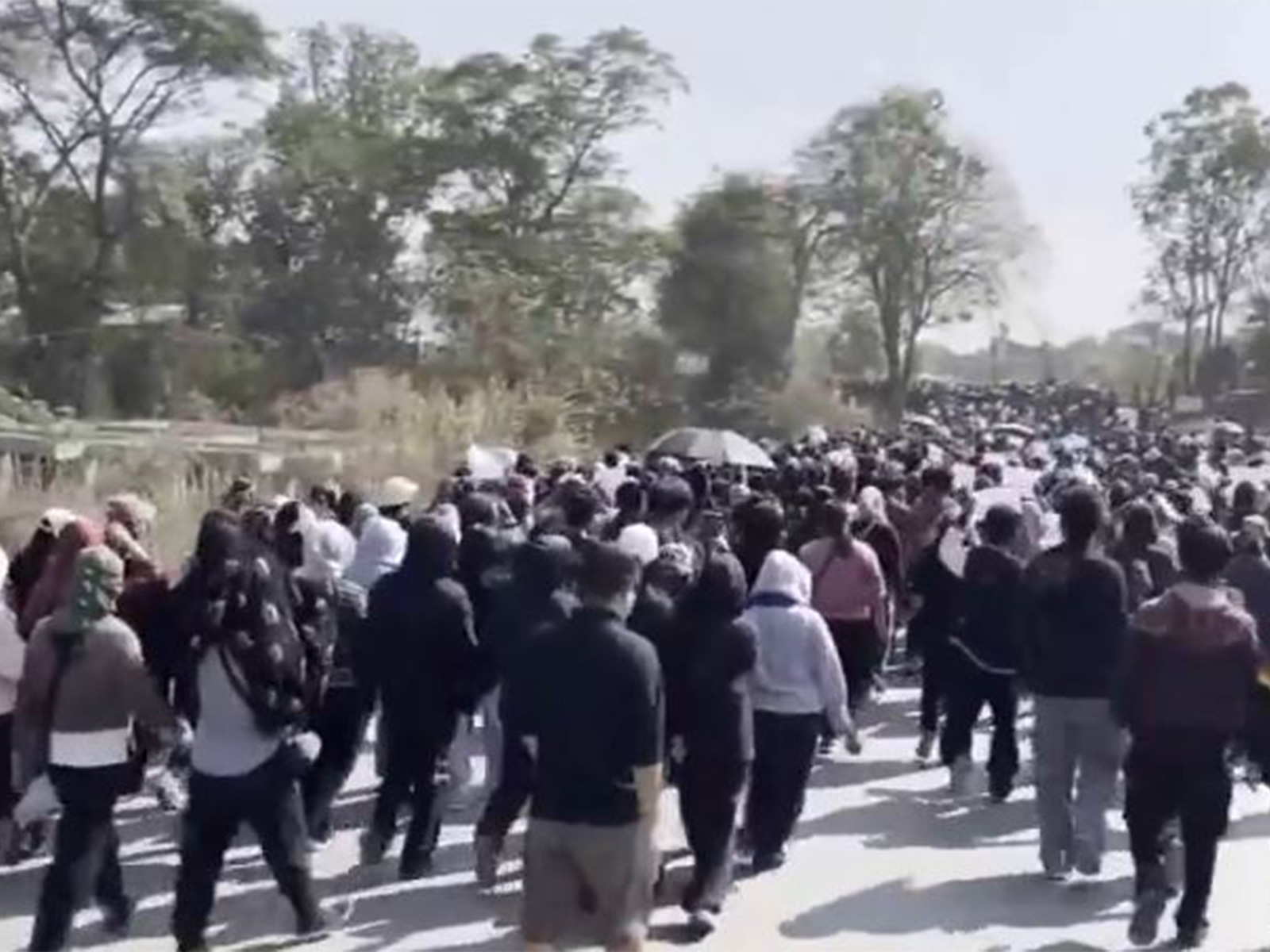 Kuki Women's Human Rights Organisation held a protest in Churachandpur  (Photo/ANI)