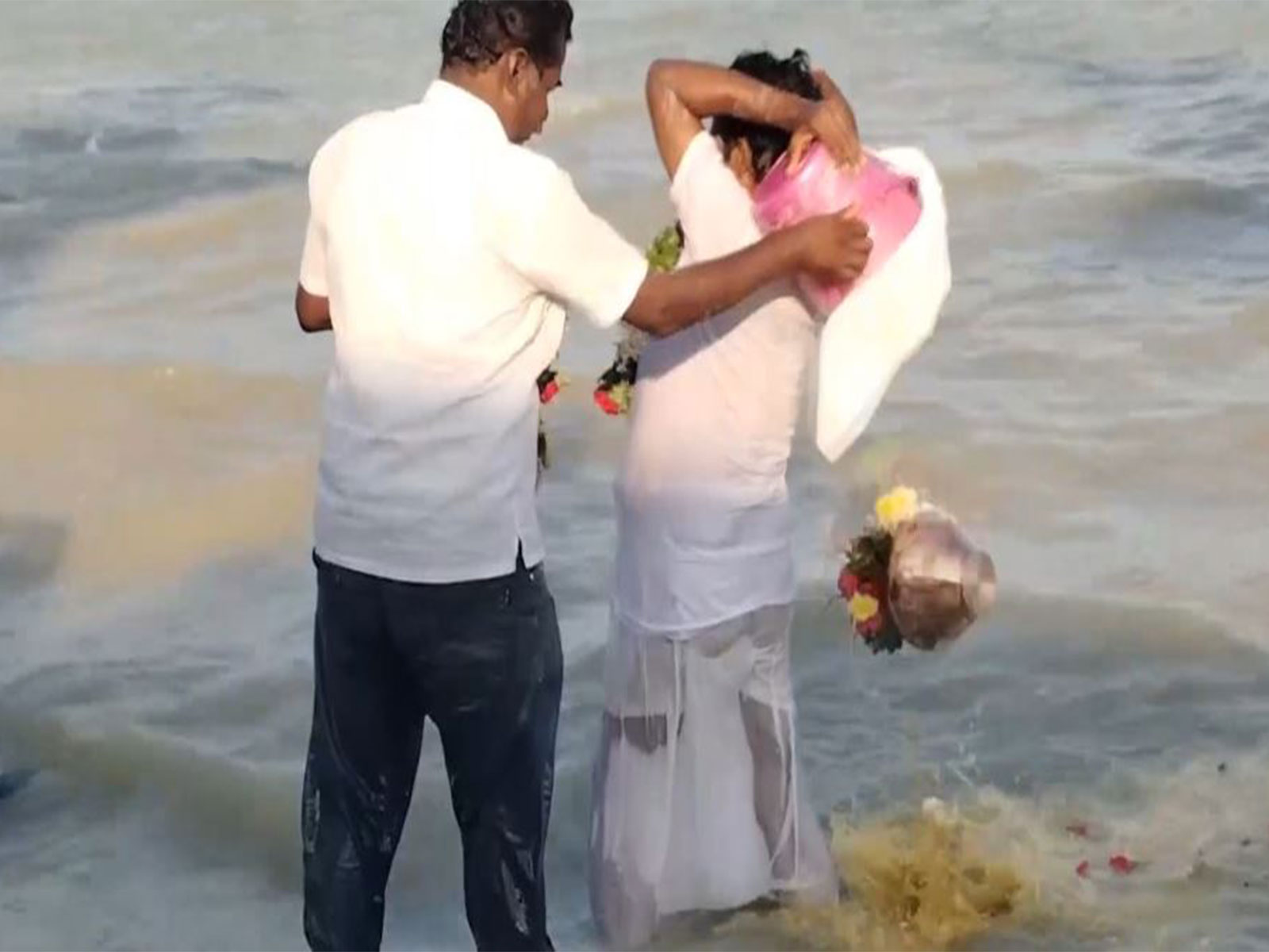 NCP workers immerses ashes of late Ajit Pawar (Photo/ANI)