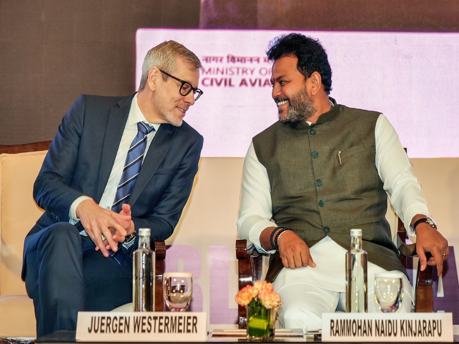 President and MD of Airbus India and South Asia Jurgen Westermeier and Civil Aviation Minister Ram Mohan Naidu Kinjarapu (Photo/ANI)