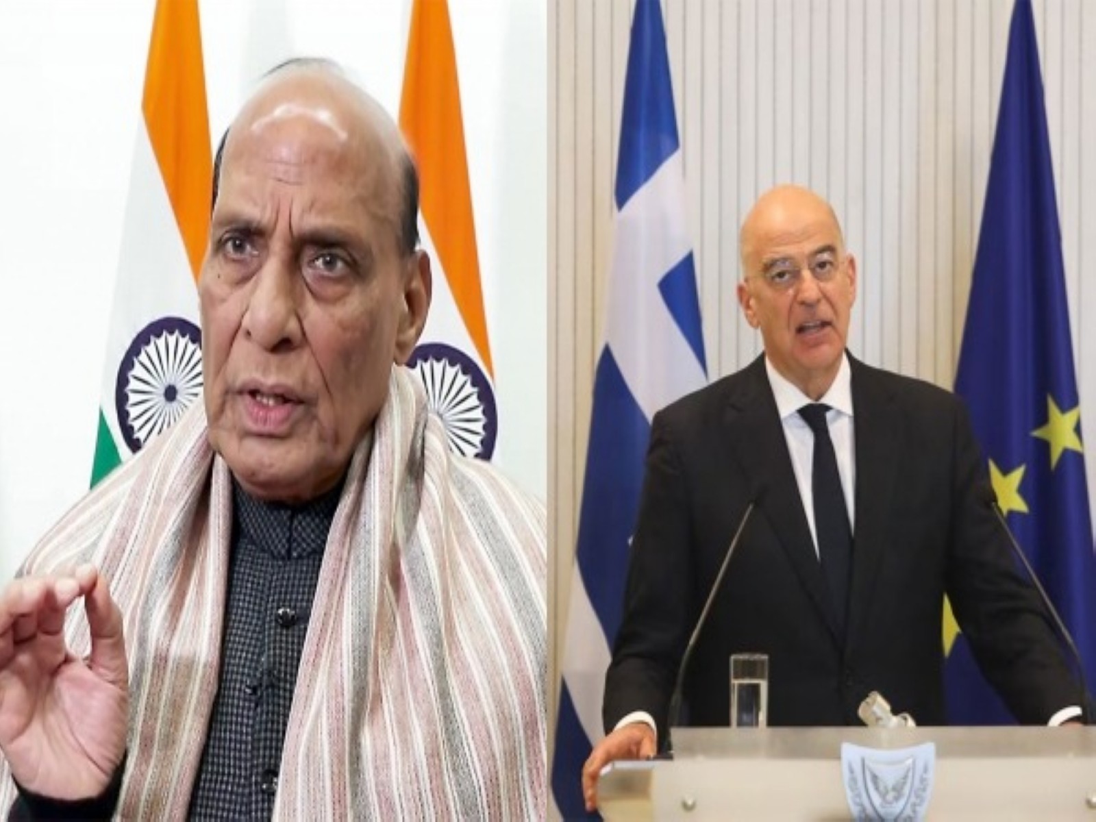 Defence Minister Rajnath Singh, Greek Defence Minister Nikolaos Georgios Dendias (File Photo/ANI)