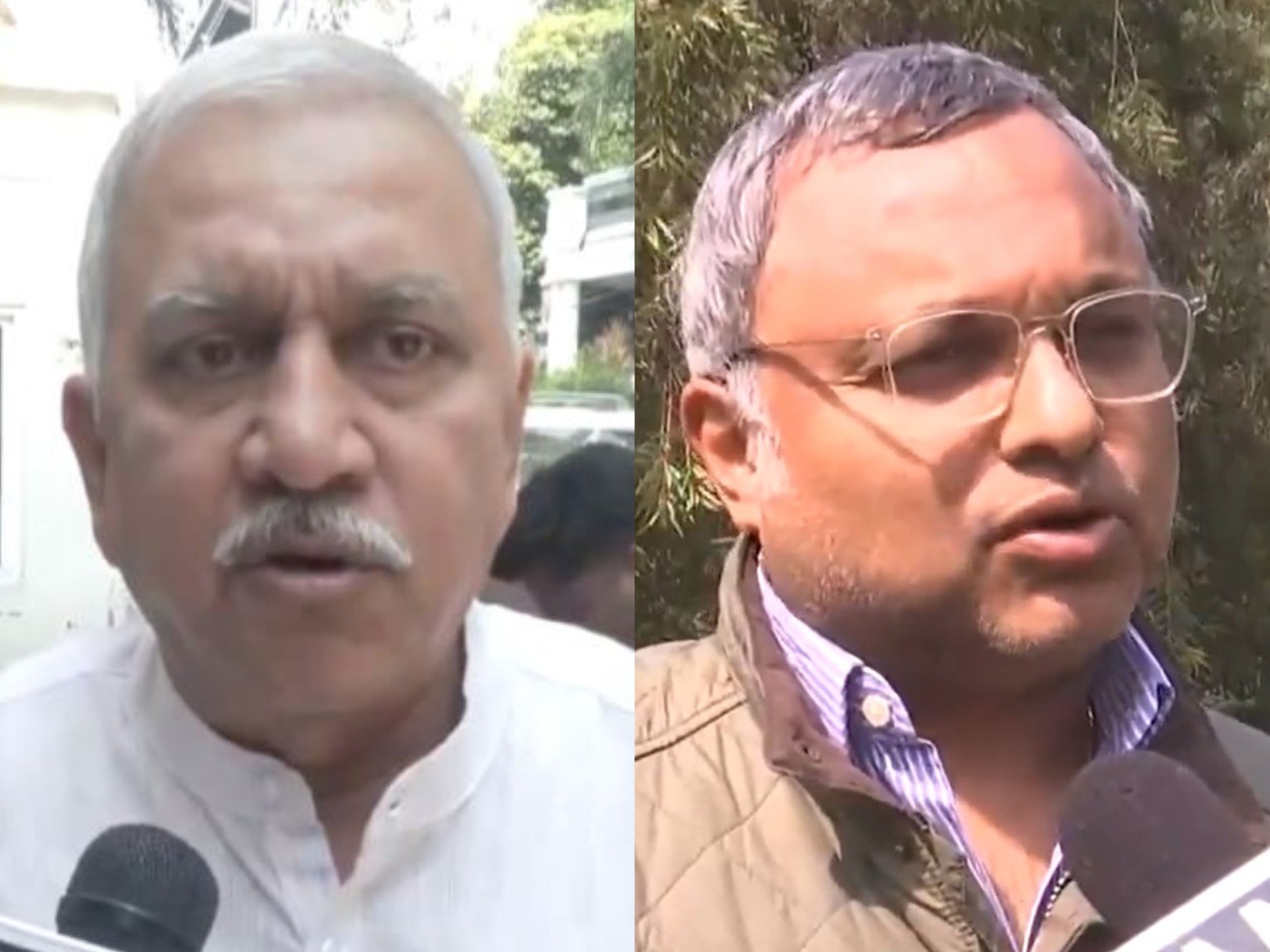 BJP leader Narayanan Thirupathy (left) and Congress MP Karti Chidambaram (Photos/ANI)