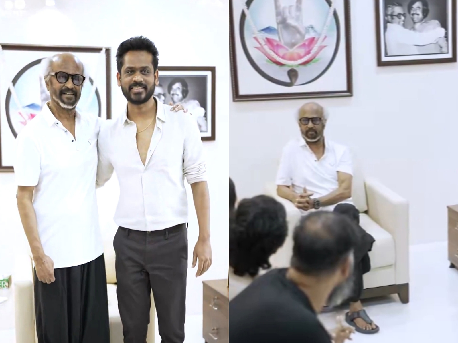 Rajinikanth with 'With Love' team (Photo/X/@@soundaryaarajni)