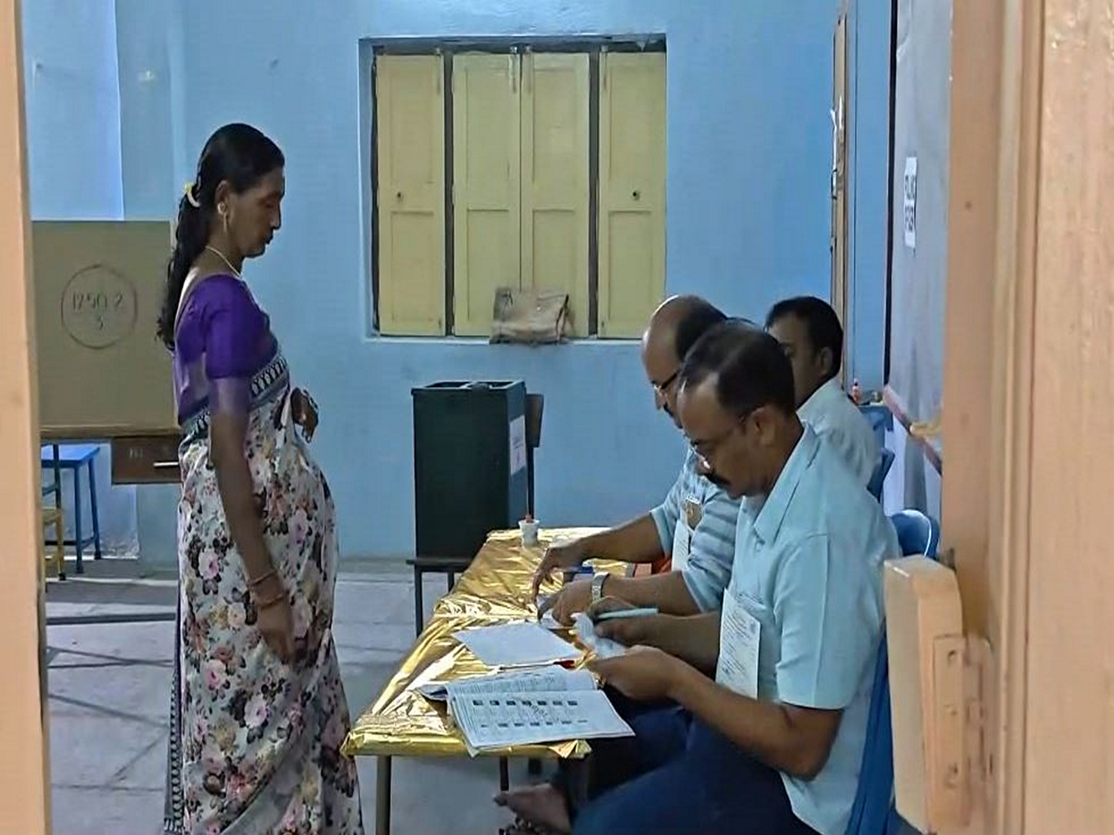 Visuals from a polling station at Fusco's School (Photo/ANI)