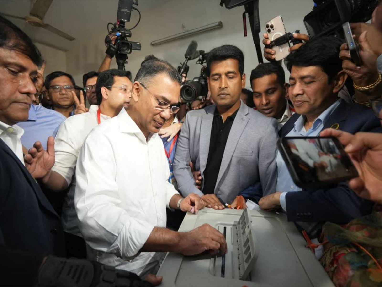 BNP Chairman Tarique Rahman casts his vote as Bangladesh goes to the polls (Photo/BNP Facebook)