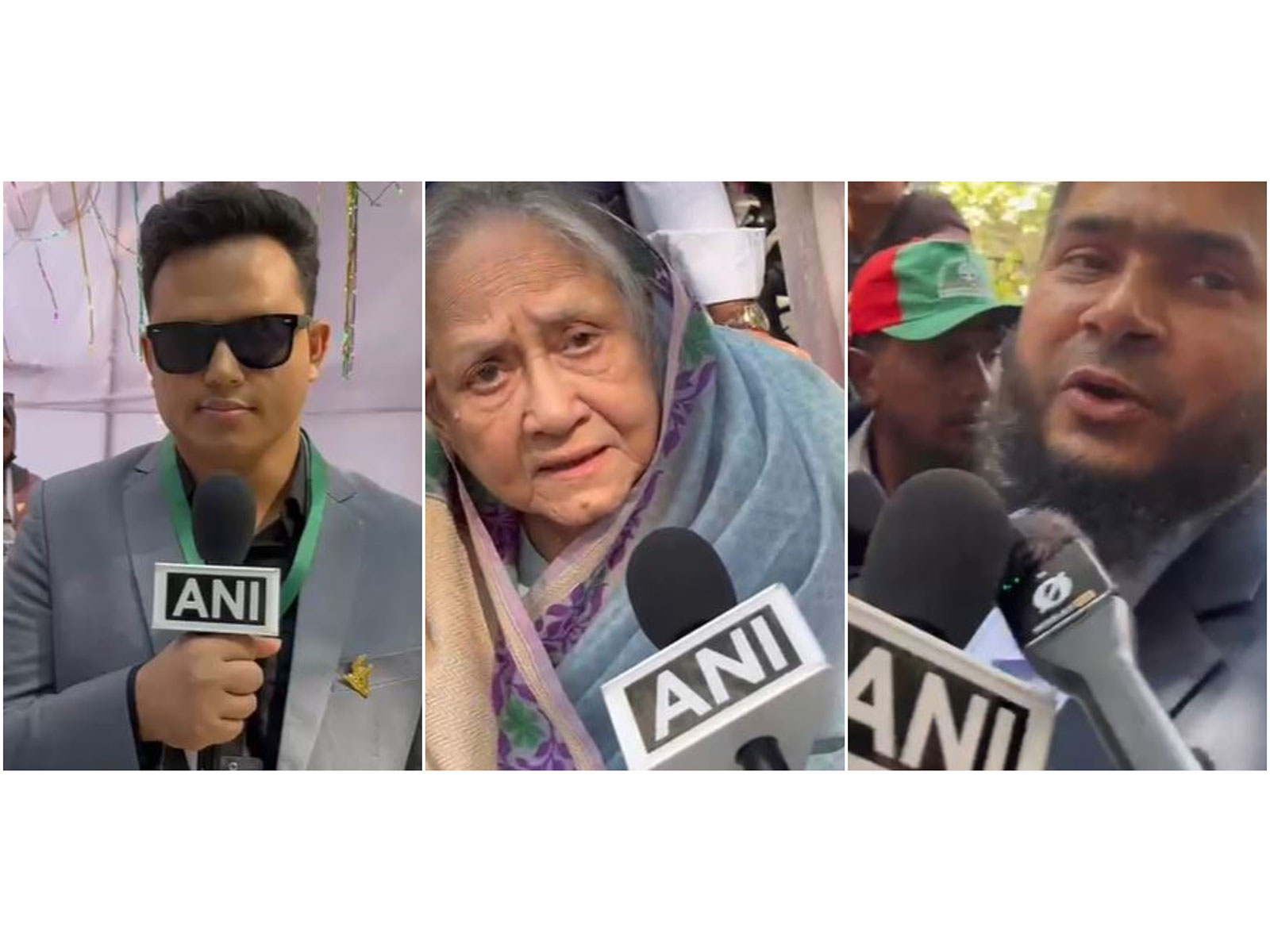 BNP Student wing member Zubair (left), Former BNP minister Sarwari Rahman (centre), and Jamaat-e-Islami candidate Khaleduz Zaman (right) (Photos/ANI)