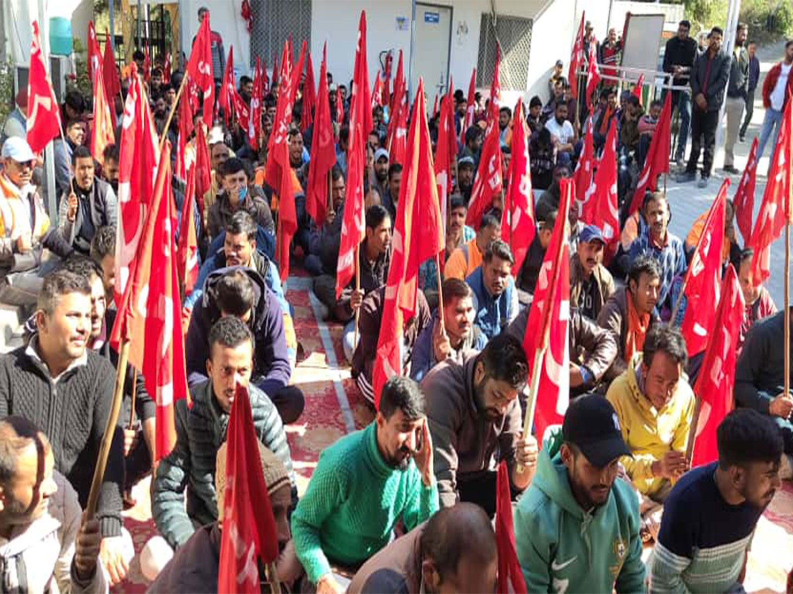 Visuals from CITU protests in Shimla (Photo: ANI)