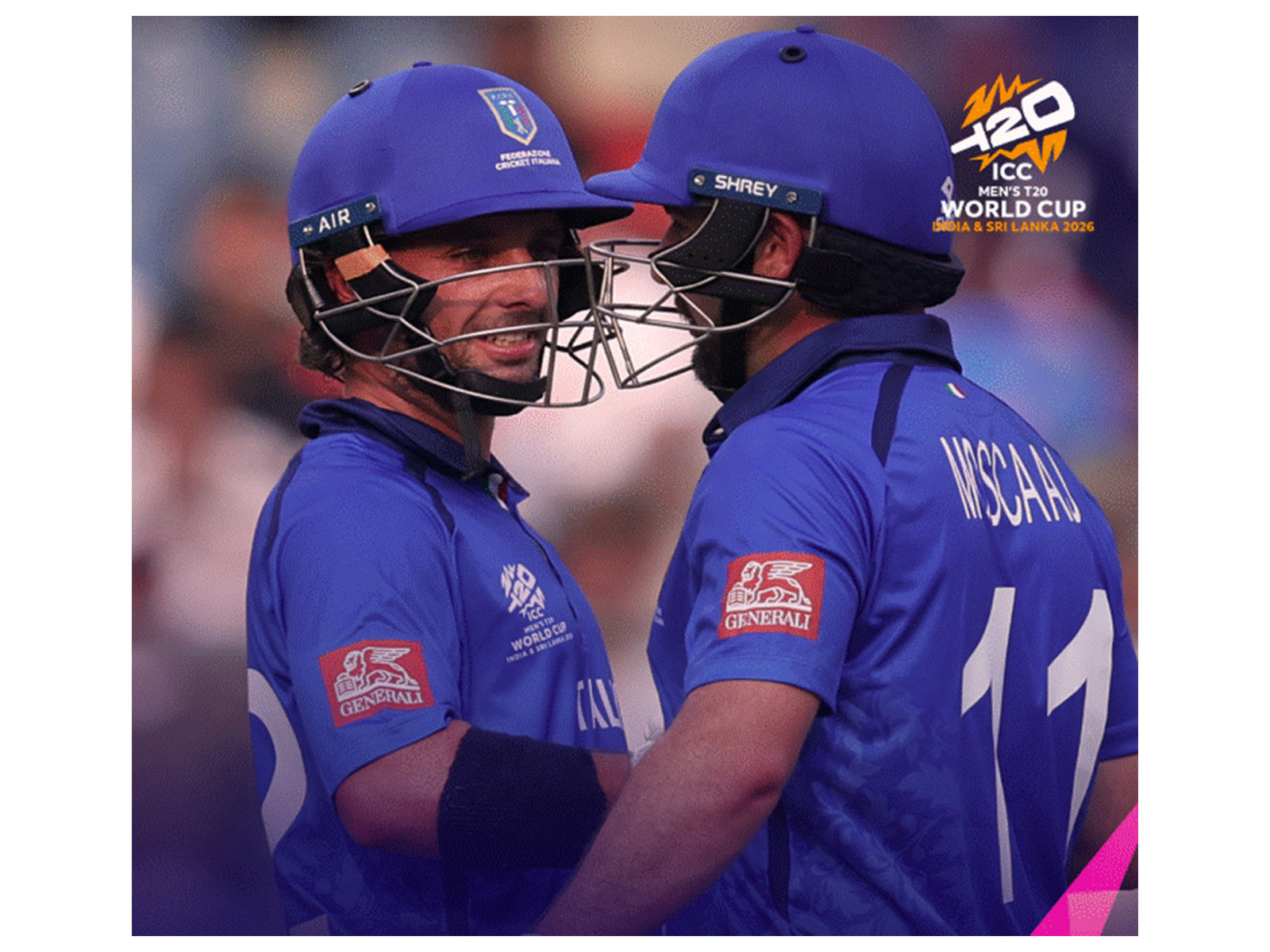 Justin Mosca and Anthony Mosca while batting for Italy. (Photo: @ICC)