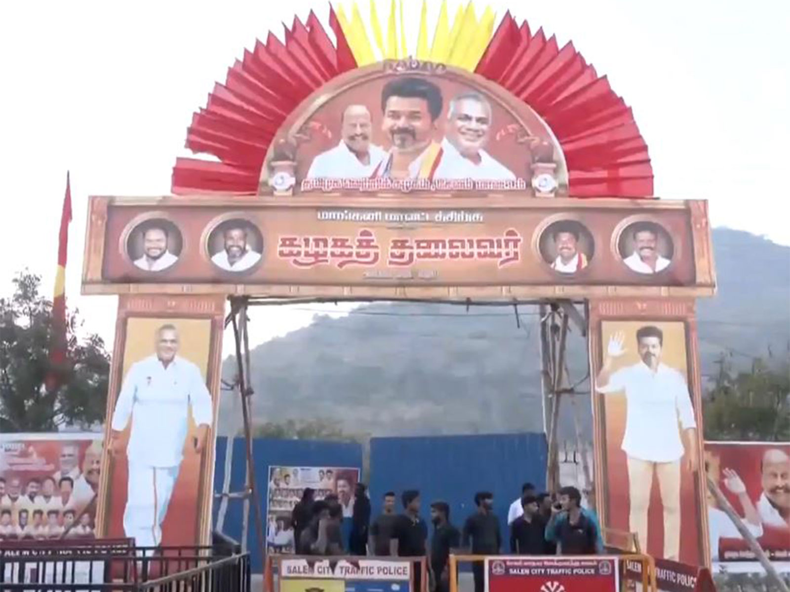 Preparations underway for TVK's rally in Salem (Photo/ANI)