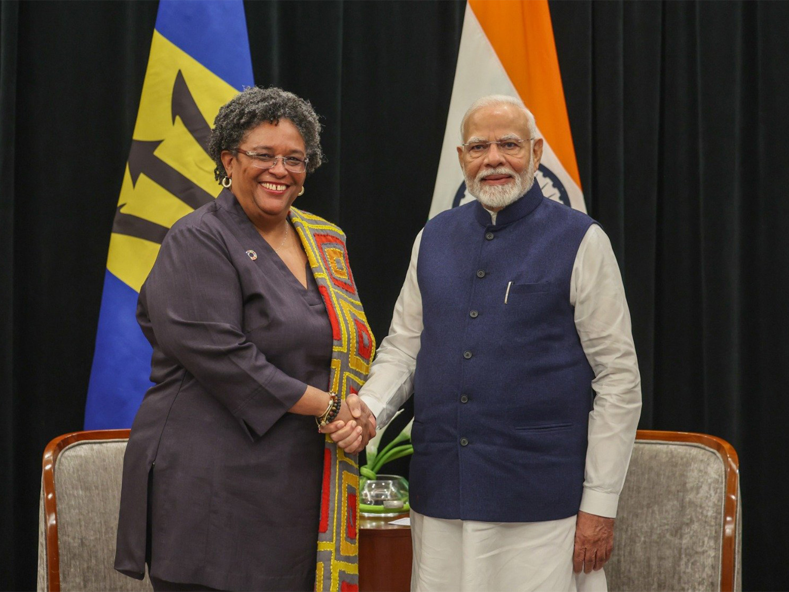 Prime Minister Narendra Modi and Barbados Prime Minister Mia Amor Mottley (Photo/X@narendramodi) Prime Minister Narendra Modi and Barbados Prime Minister Mia Amor Mottley (Photo/X@narendramodi)