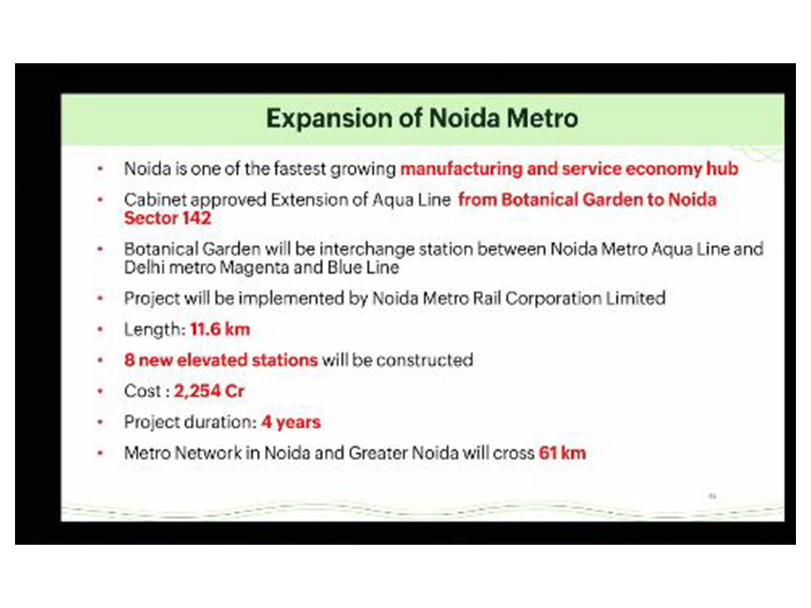 Union Cabinet approves extension of Noida Metro's Aqua Line
