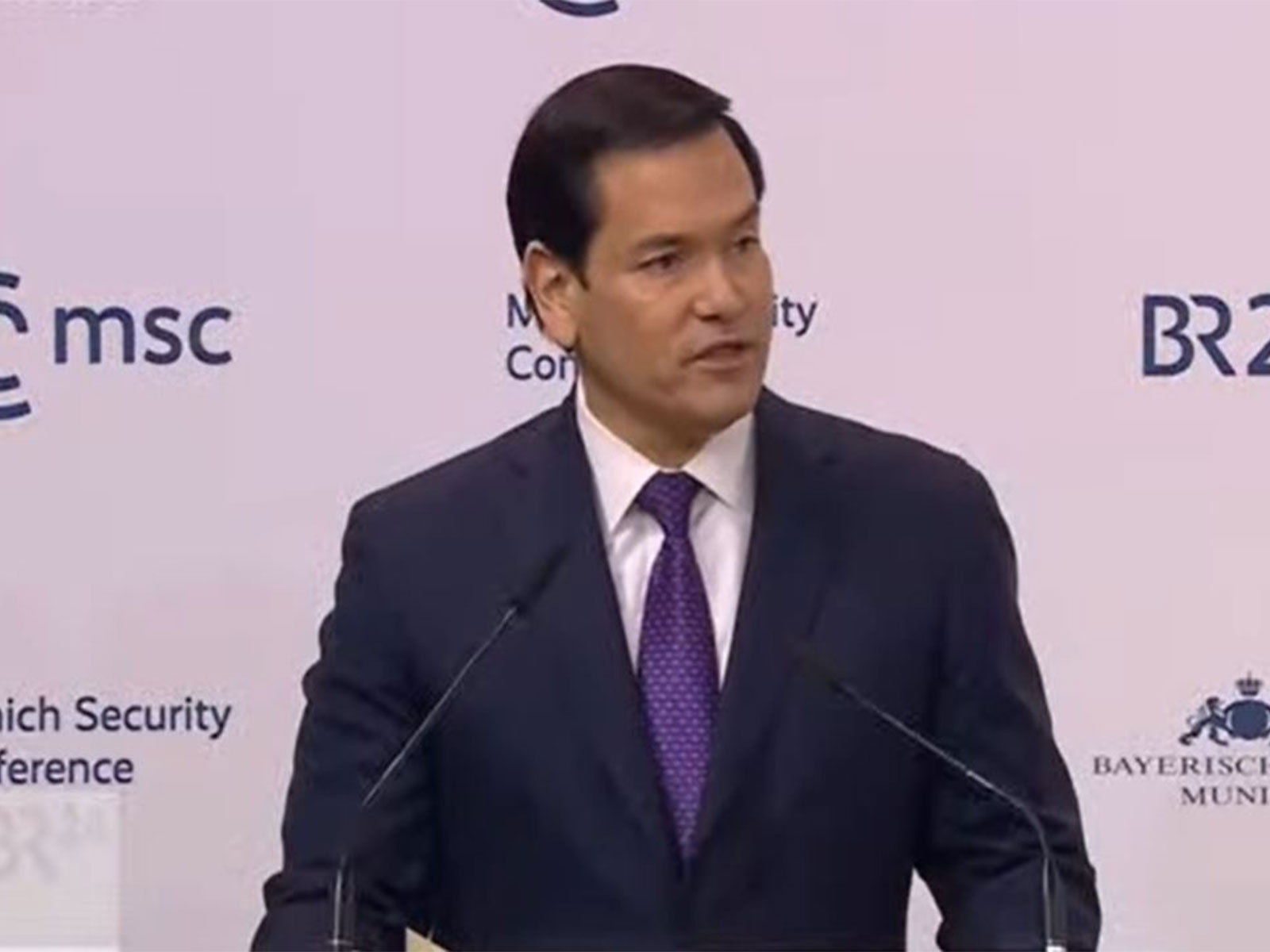 US Secretary of State Marco Rubio speaks at the Munich Security Conference. (Photo/YouTube)
