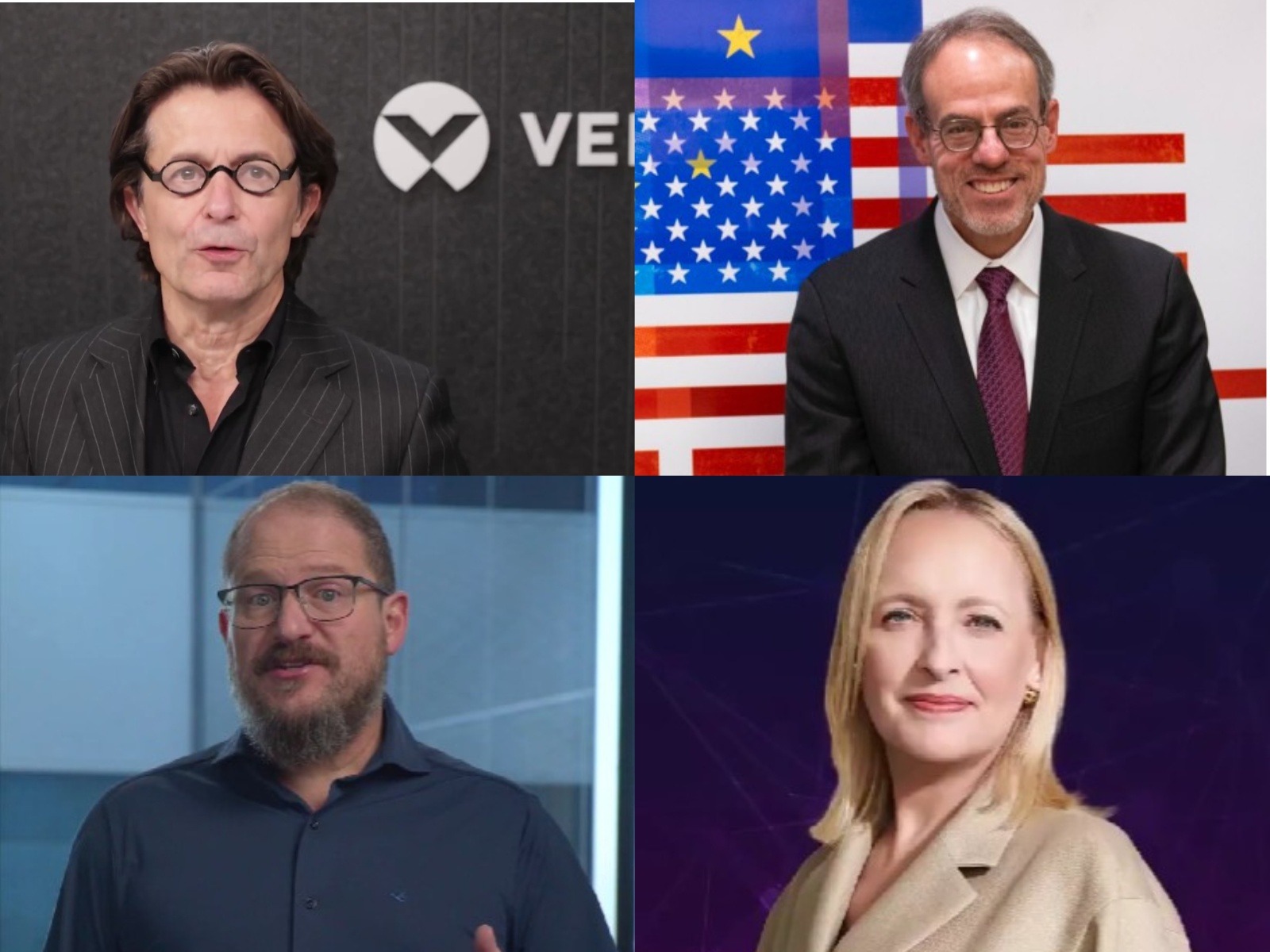 Giordano Albertazzi, CEO of Vertiv, David Zapolsky, Chief Global Affairs and Legal Officer, Amazon, Cristiano Amon, President and CEO, Qualcomm, Accenture Chair & CEO Julie Sweet  (Photos/Courtesy @IndianEmbassyUS)