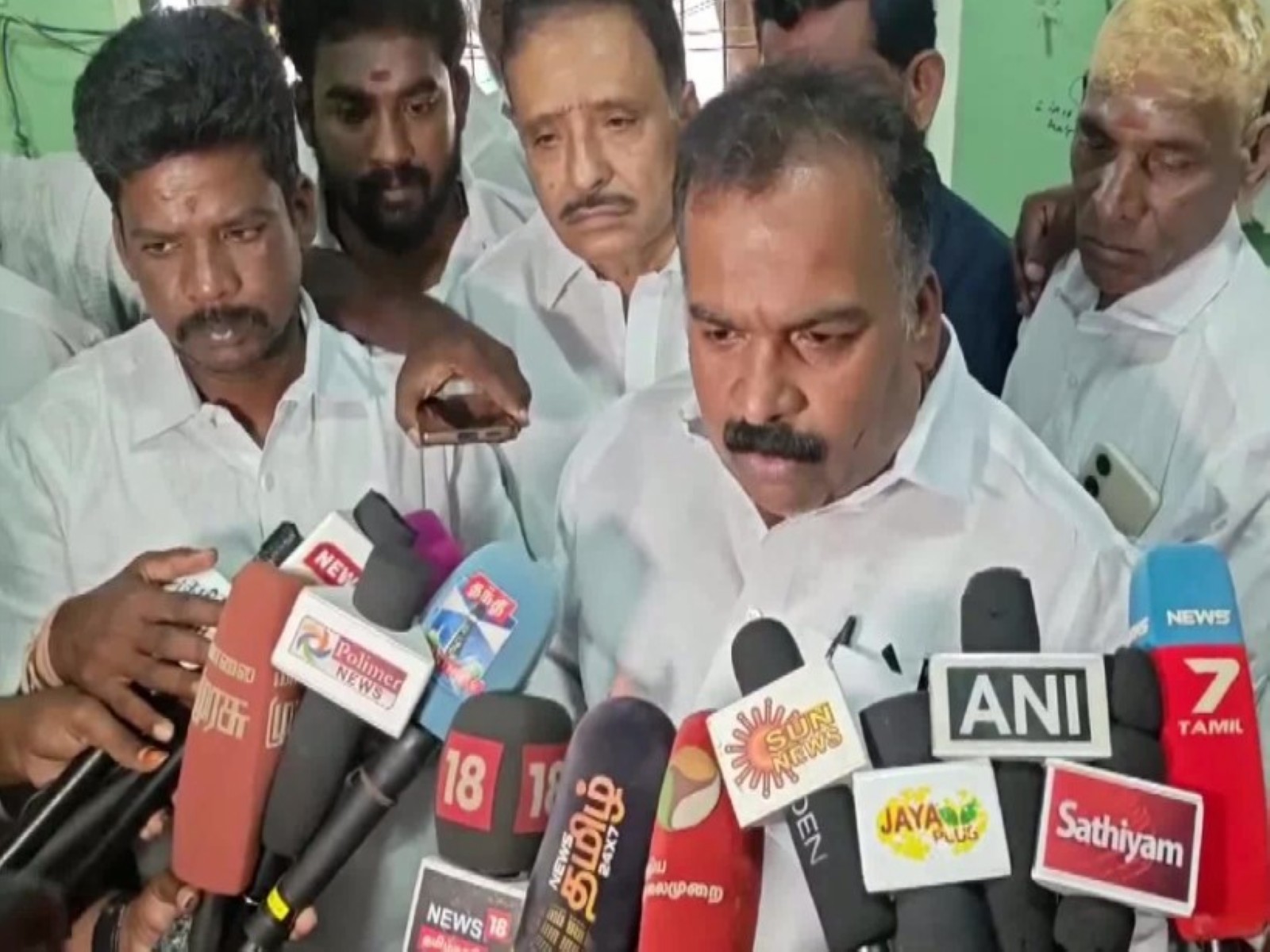 Congress MP Manickam Tagore addresses the media in Tirupparankundram. (Photo/ANI)