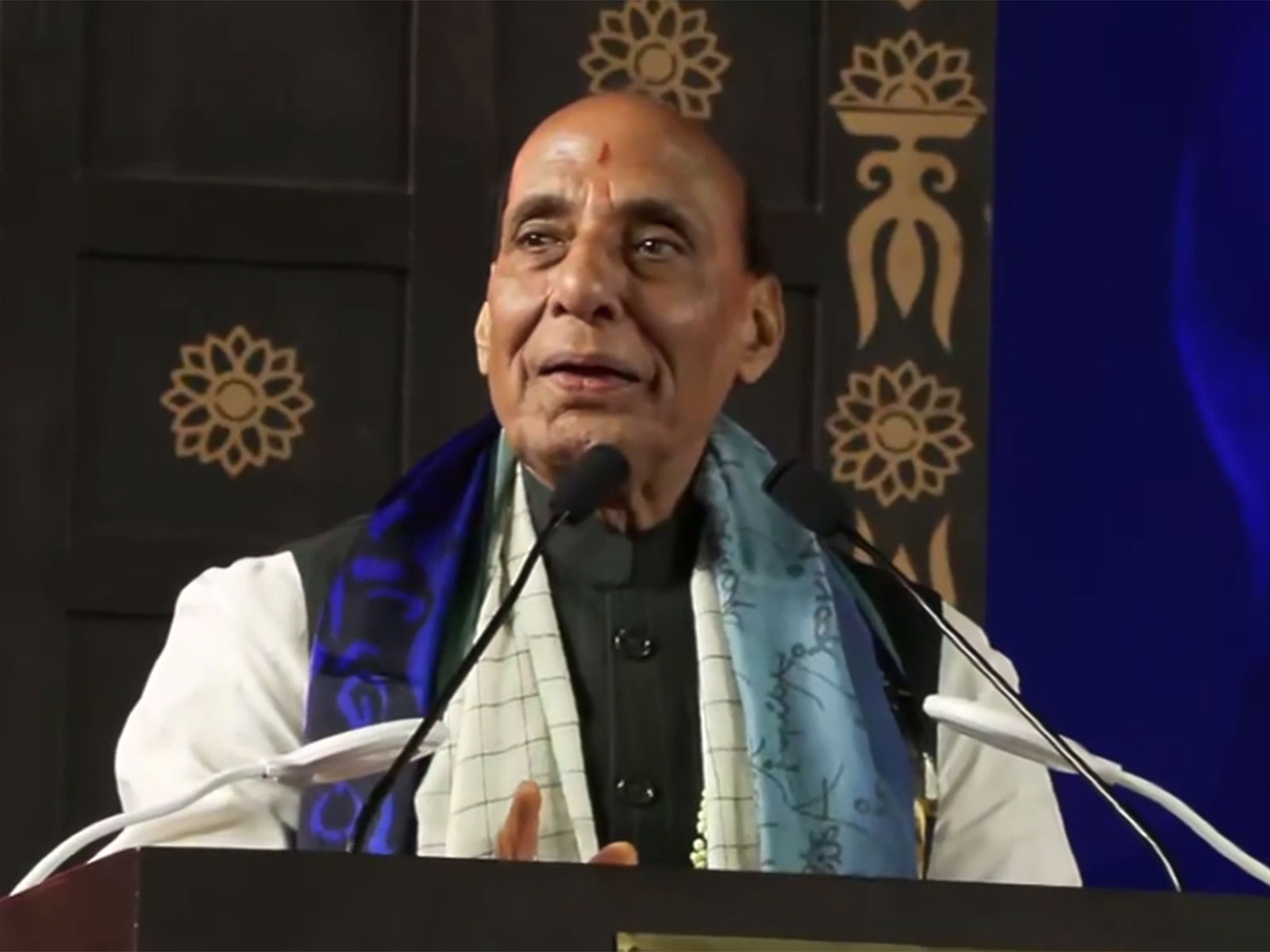 Defence Minister Rajnath Singh attends Mahashivaratri celebrations at the Isha Yogi Centre in Coimbatore