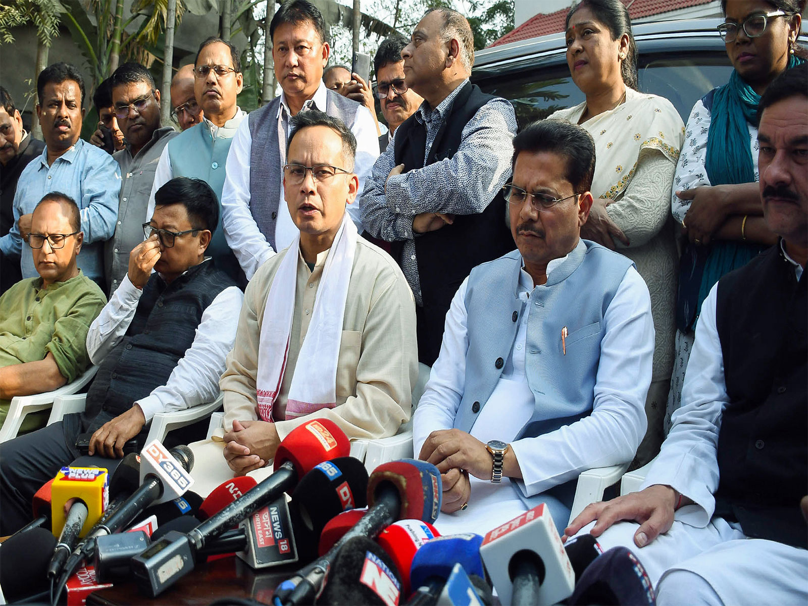 Assam Congress President Gaurav Gogoi and Congress leader Bhupen Kumar Borah (Photo/ANI)