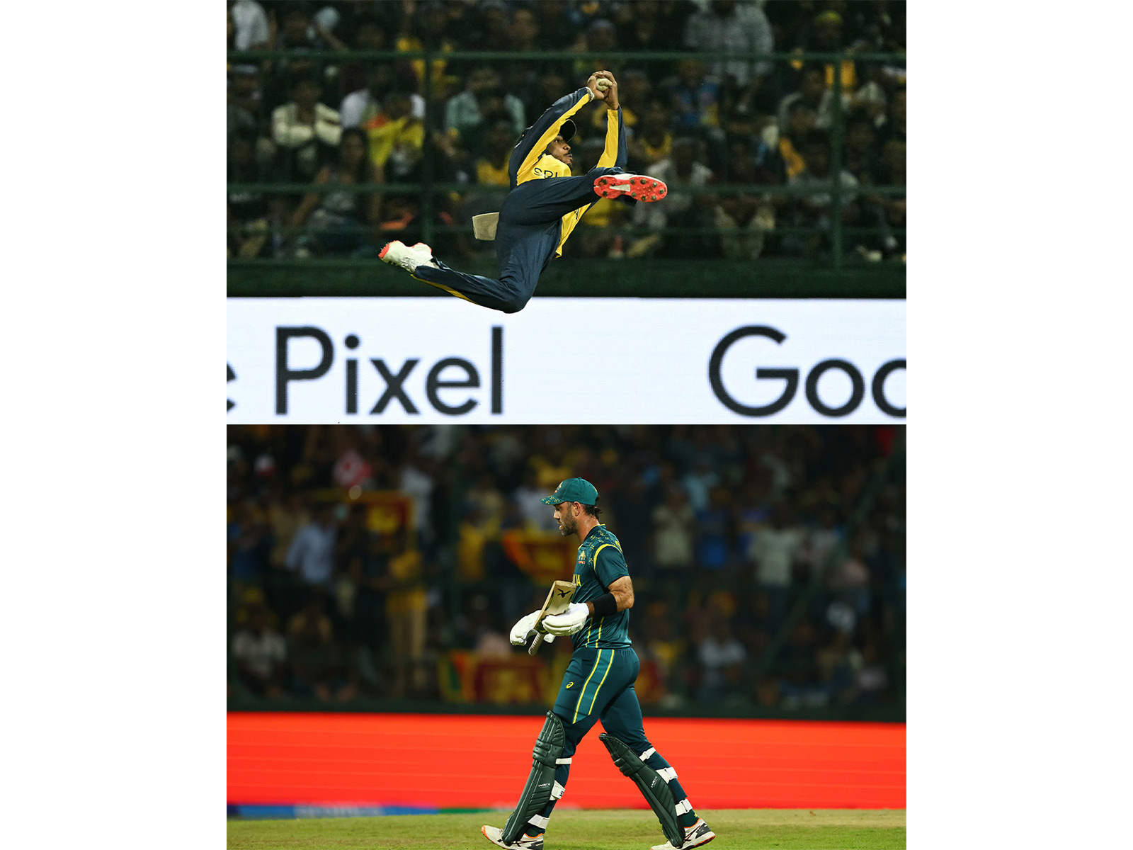 Nissanka's catch to dismiss Maxwell. (Photo: @ICC X)