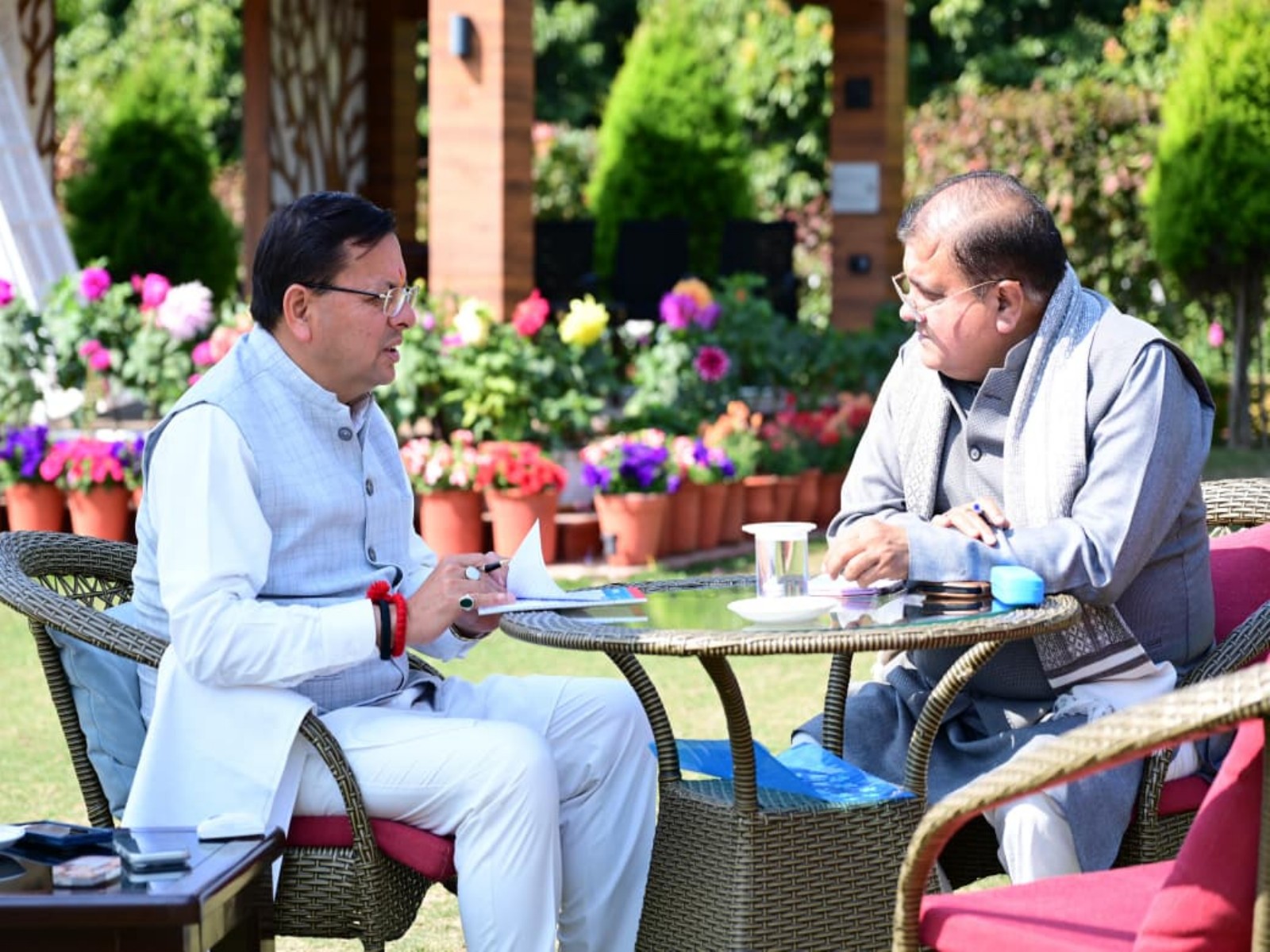 Uttarakhand Chief Minister Pushkar Singh Dhami with BJP State President Mahendra Bhatt (Photo X/Pushkar Singh Dhami)