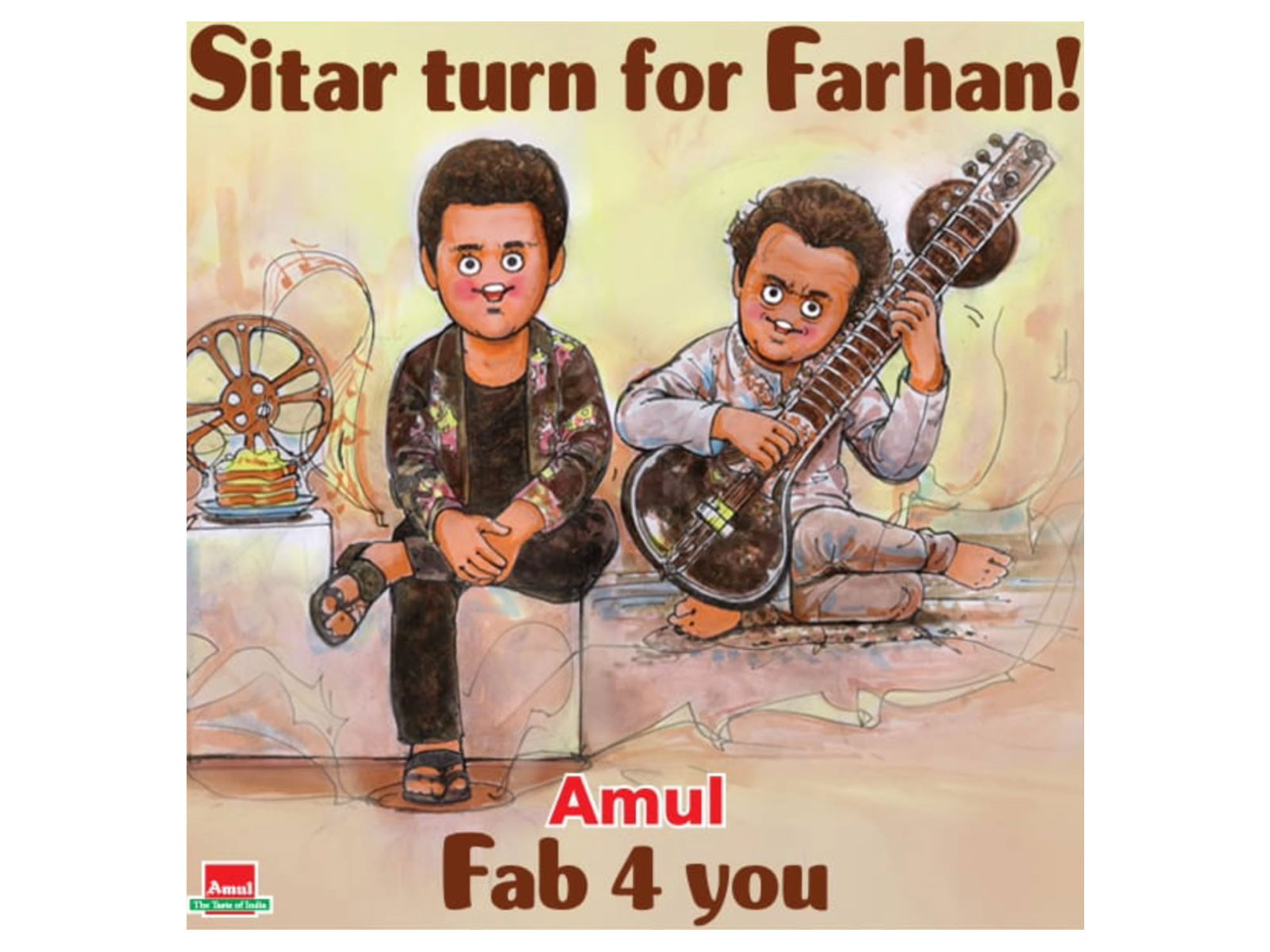 Farhan Akhtar's caricature by Amul India (Photo/Instagram/@amul_india)