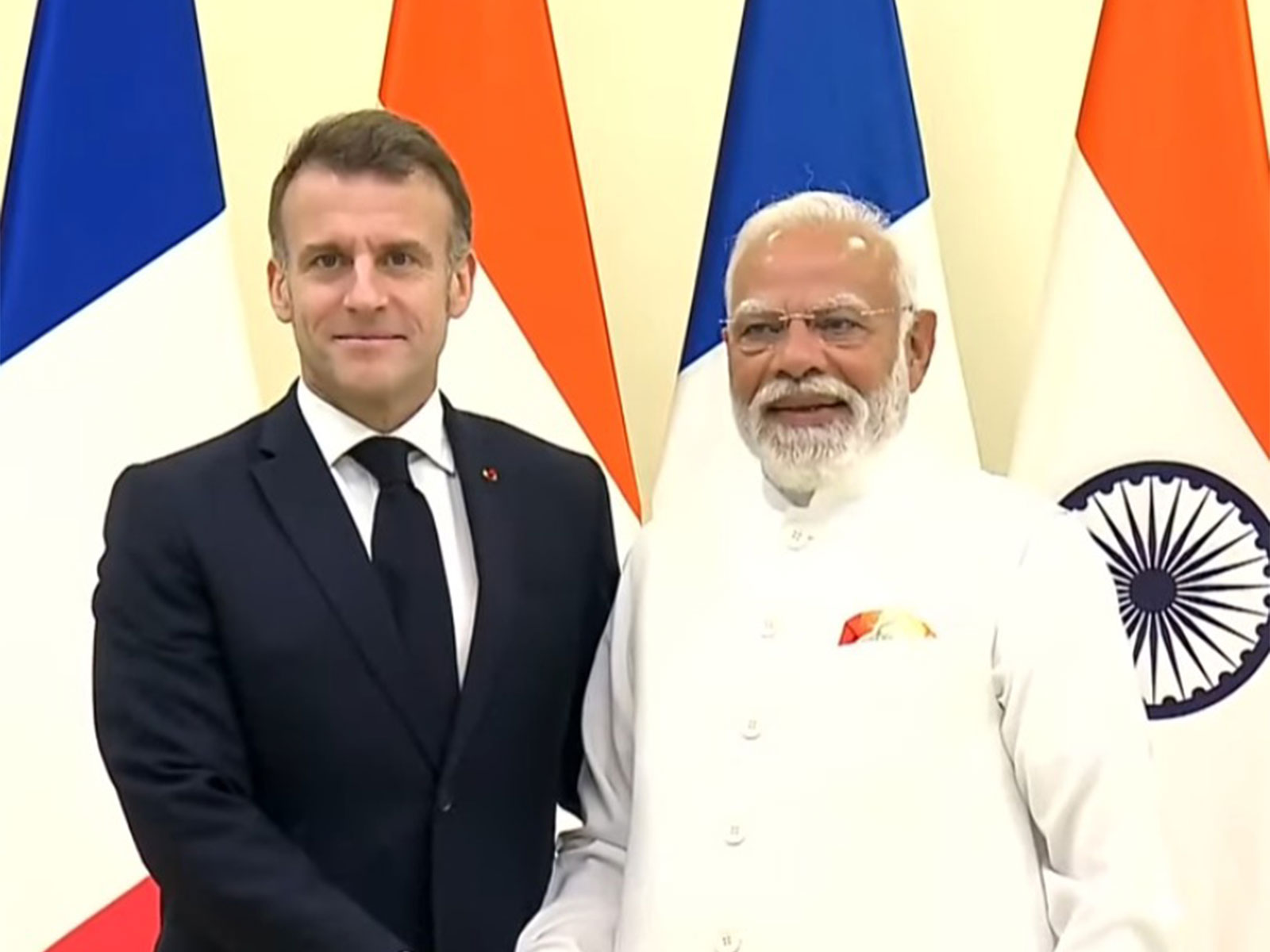 Prime Minister Narendra Modi with the French President Emmanuel Macron (Photo/ANI)