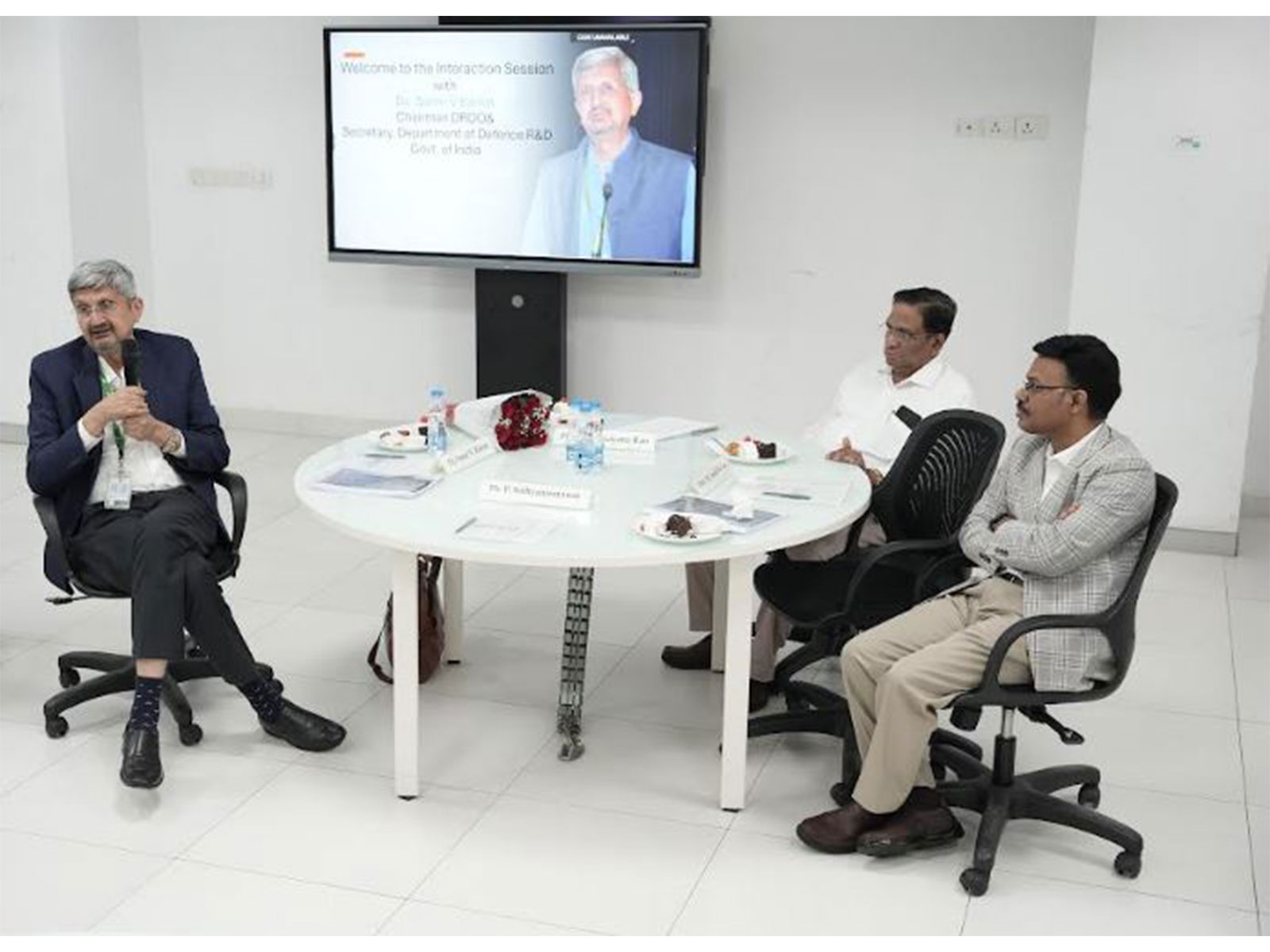 Dr Samir V Kamat, DRDO Chairman with Dr P Sathyanarayanan and Prof. D Narayana Rao from SRM University-AP Dr Samir V Kamat, DRDO Chairman with Dr P Sathyanarayanan and Prof. D Narayana Rao from SRM University-AP