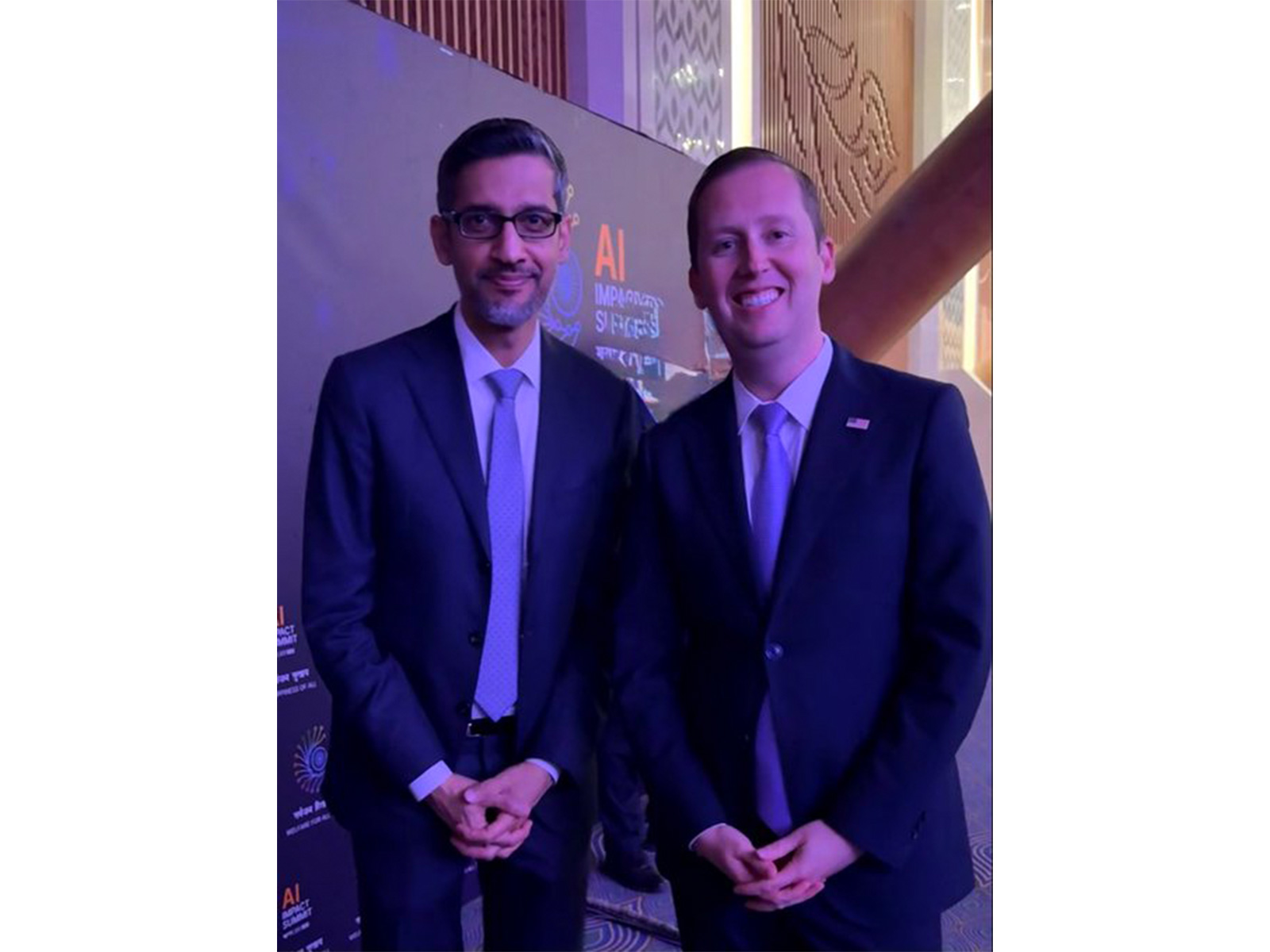 US Envoy Sergio Gor with Google CEO Sundar Pichai (Photo/@USAmbIndia)