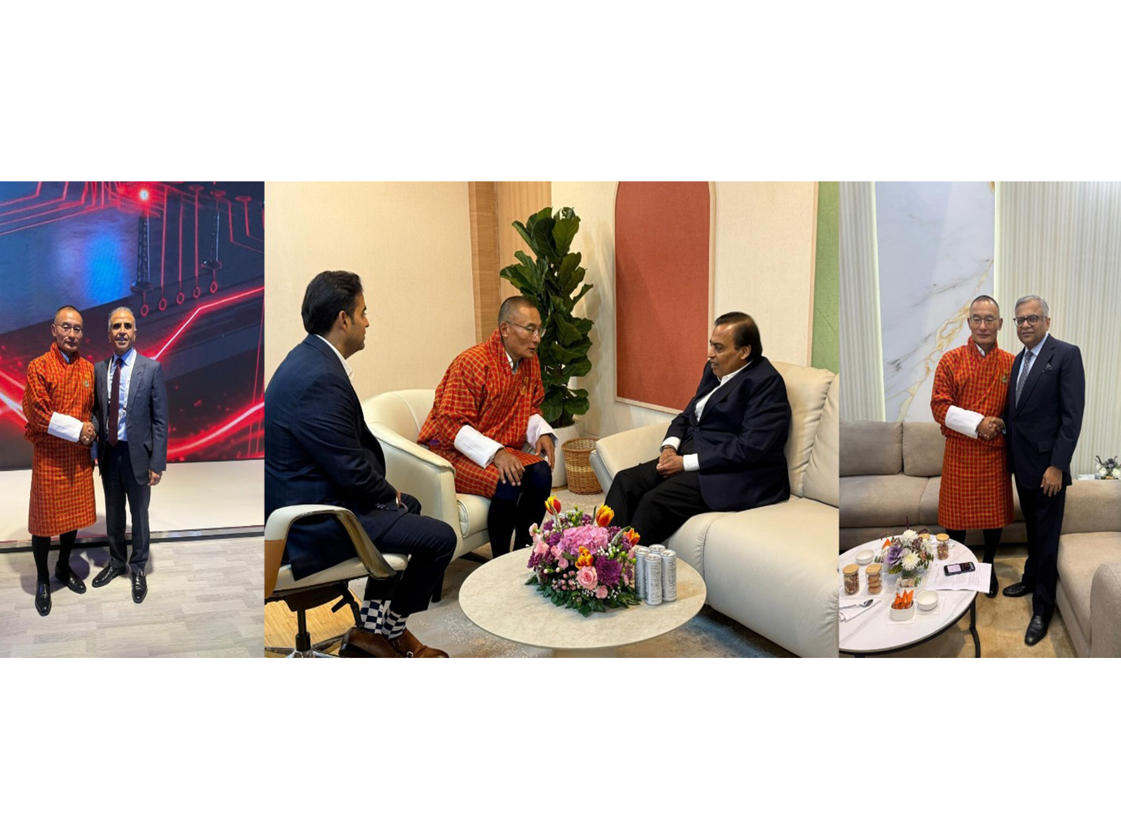 Bhutan PM meets Indian industry leaders Mukesh Ambani, Sunil Mittal, Chandrasekaran on sidelines of India AI Impact Summit (Photo/X@tsheringtobgay)