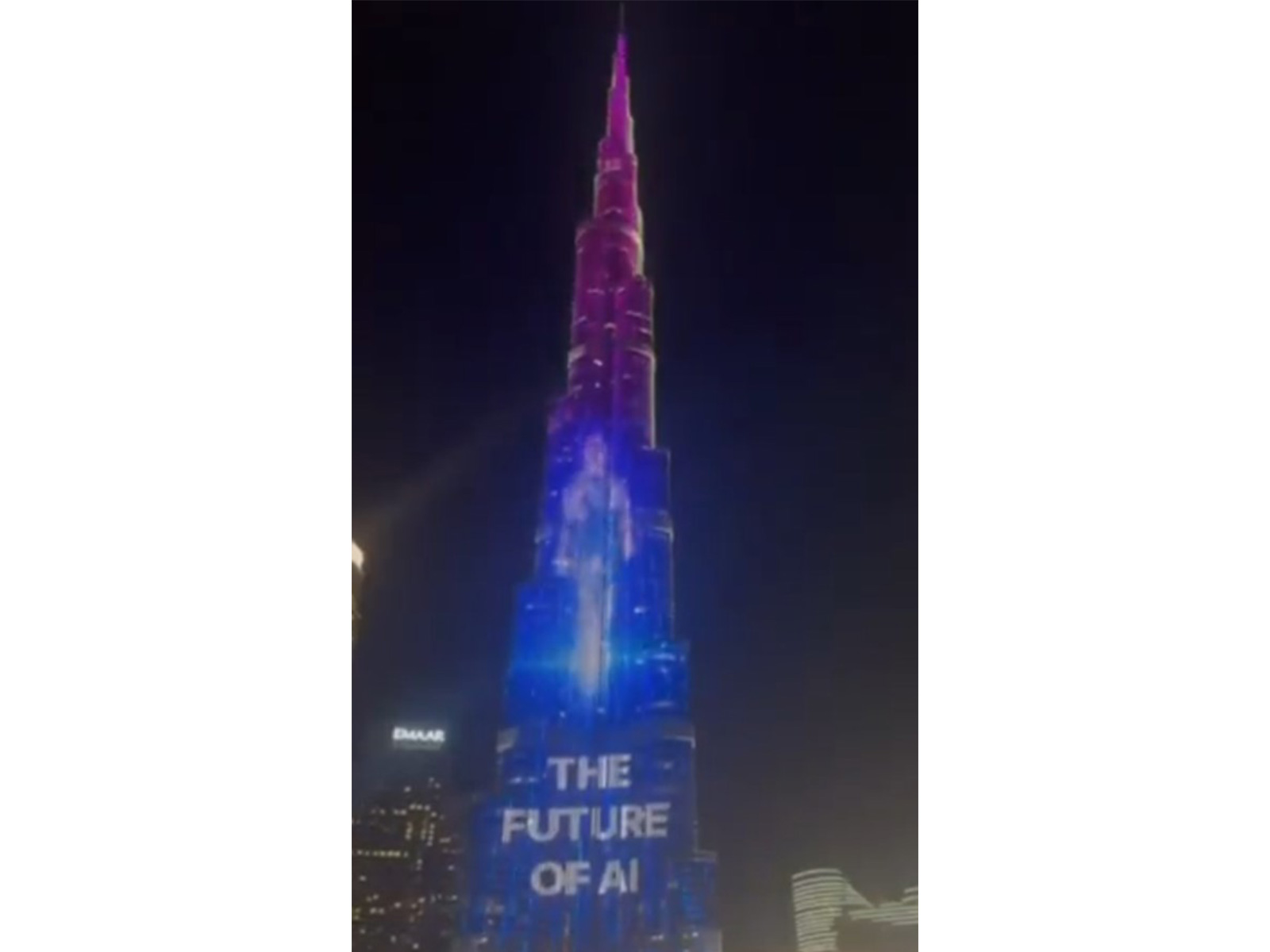 UAE's Burj Khalifa celebrates India's hosting of AI Impact Summit (Photo/X@IndembAbuDhabi)