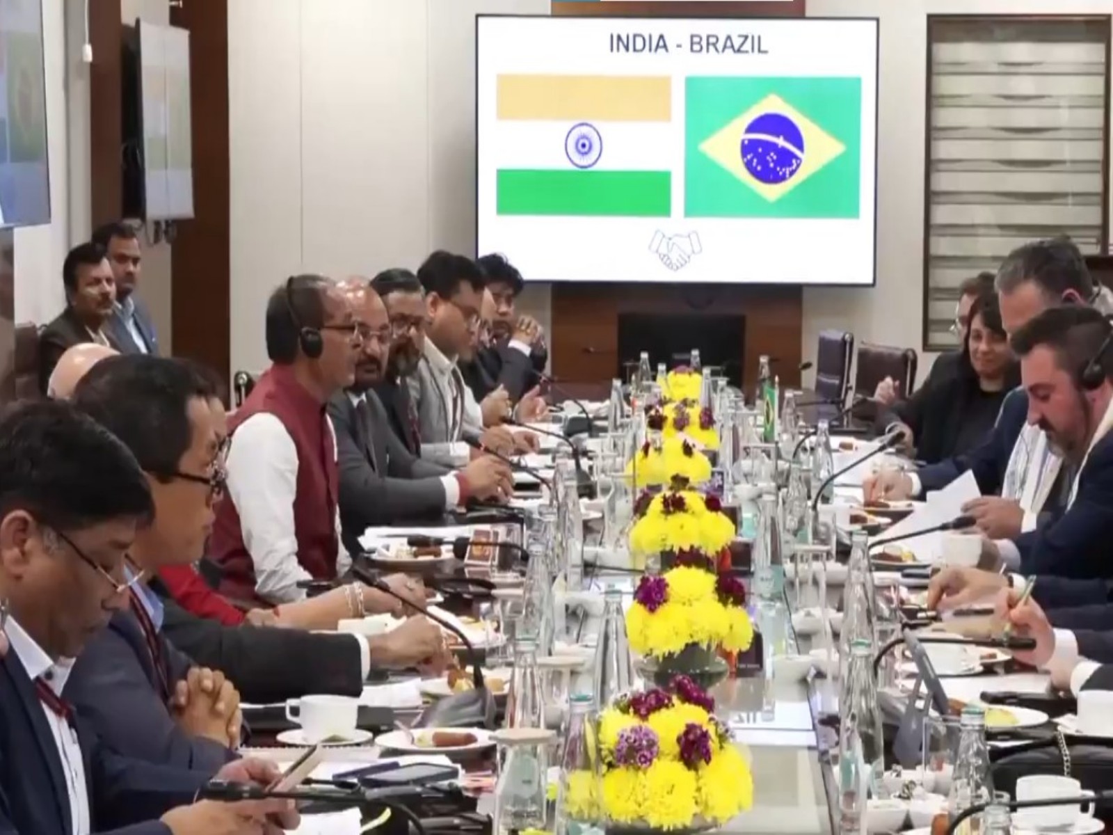 Union Agriculture Minister Shivraj Singh Chouhan holds a meeting with the Brazilian Minister (Photo/ANI)
